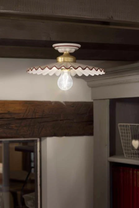 Lampa sufitowa ceramiczna L’AQUILA biały z mokka i mosiężnym wykończeniem - Image 2