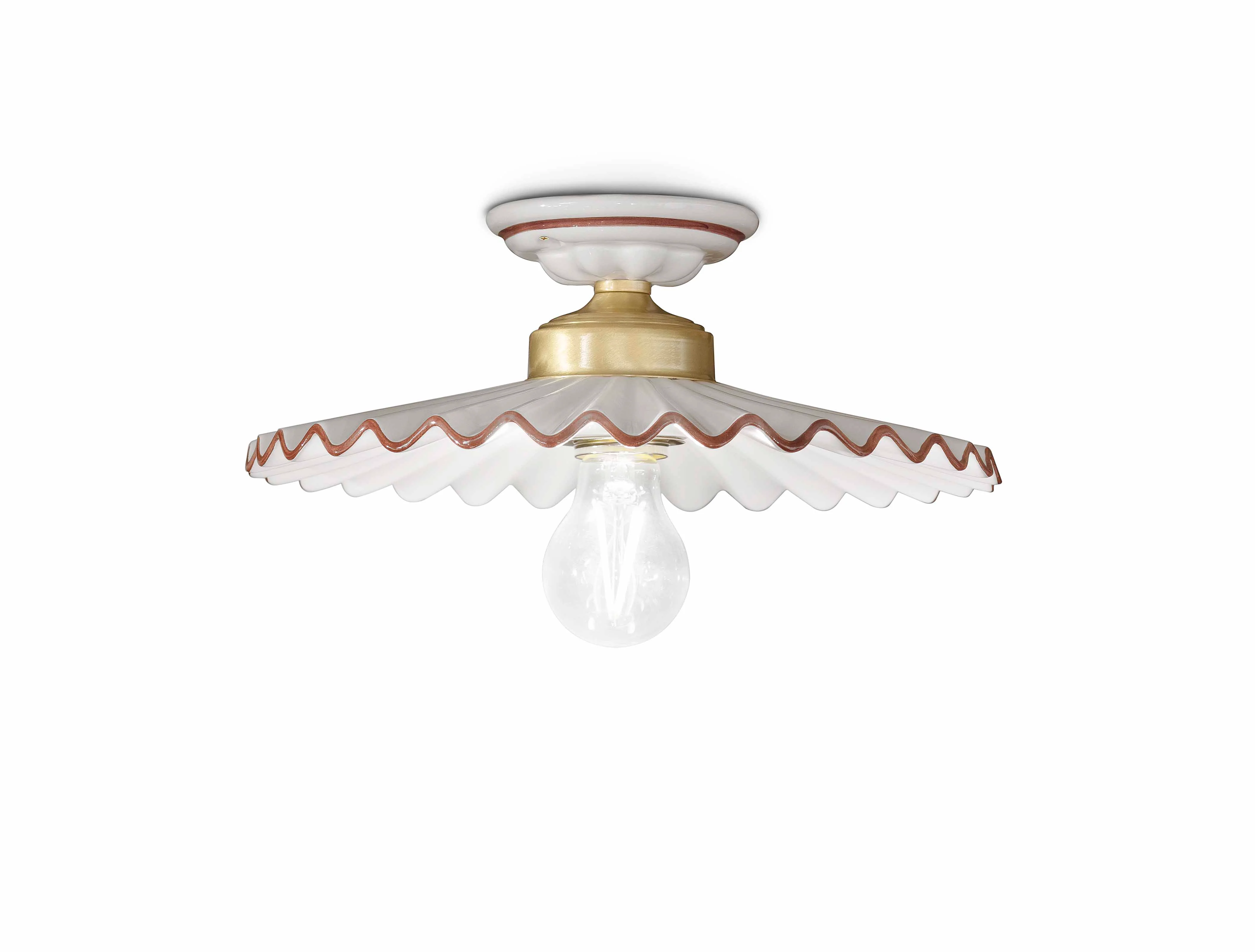 Lampa sufitowa ceramiczna L’AQUILA biały z mokka i mosiężnym wykończeniem - Image 4