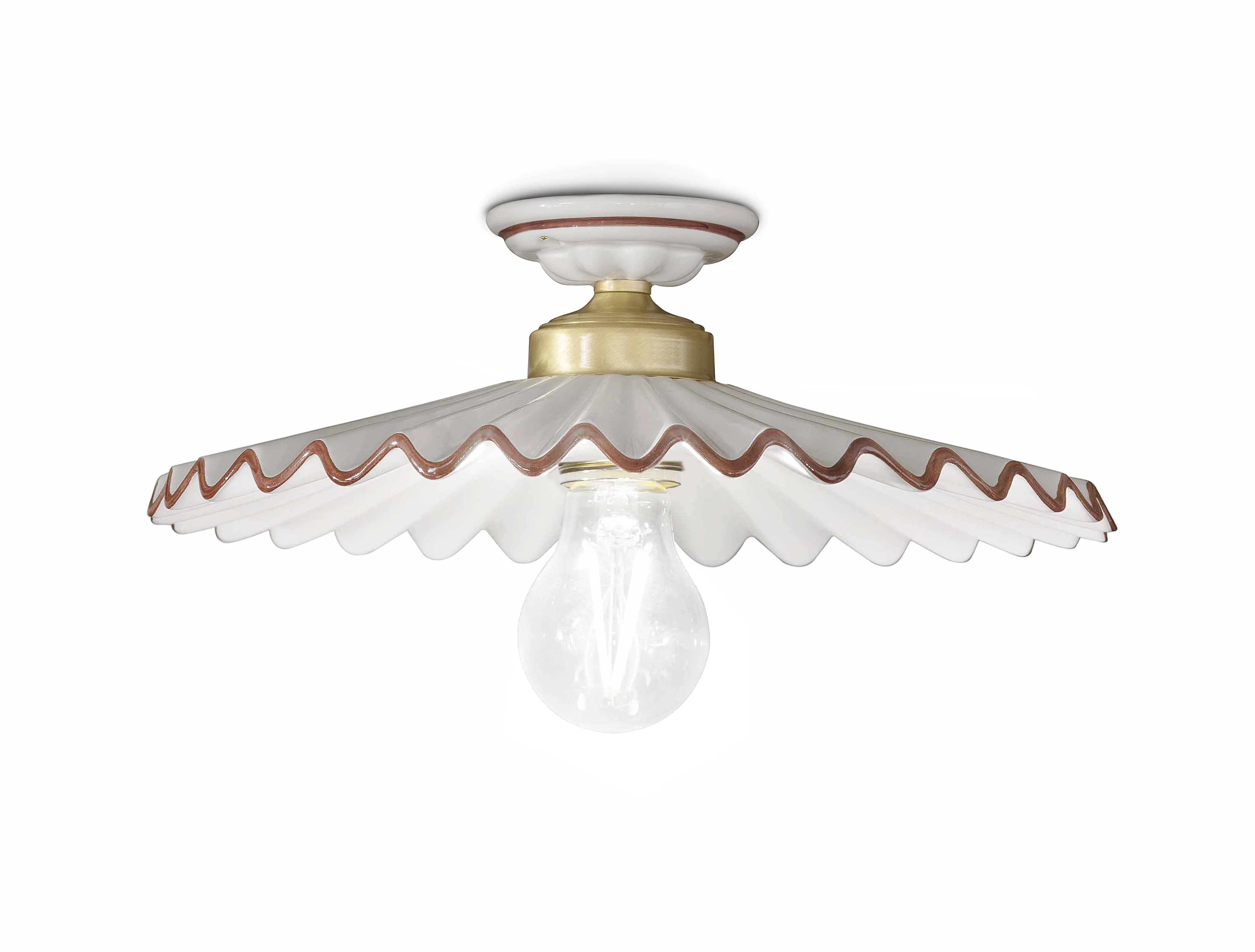 Lampa sufitowa ceramiczna L’AQUILA biały z mokka i mosiężnym wykończeniem - Image 5