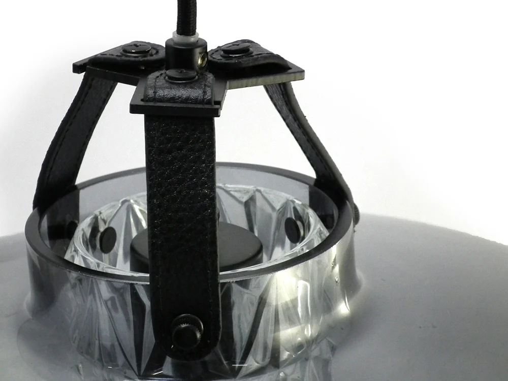 Lampa wisząca ADDICTED TO US dymione szkło z czarną skórą - Image 3