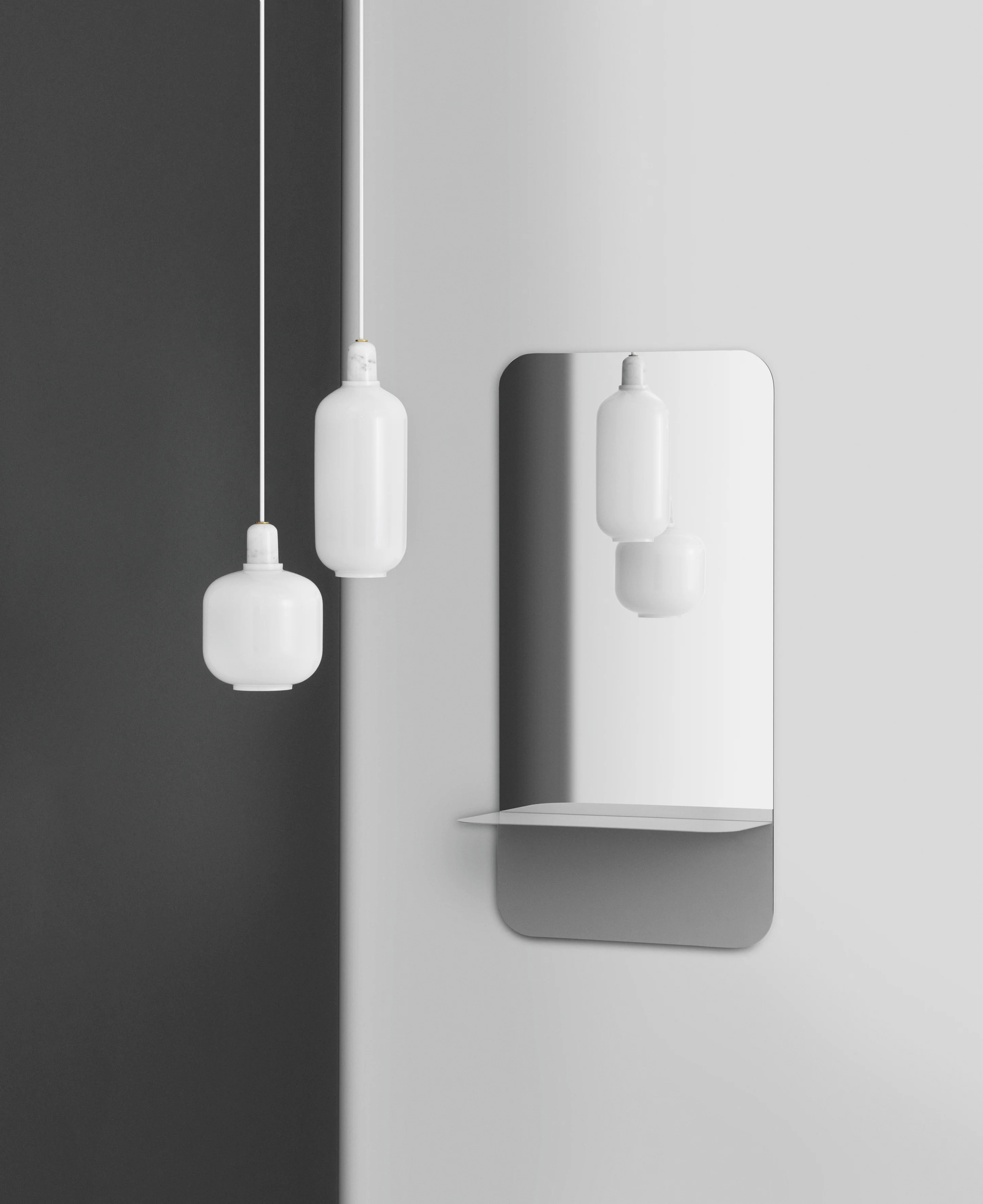 Lampa wisząca AMP białe szkło z białym marmurem - Image 2