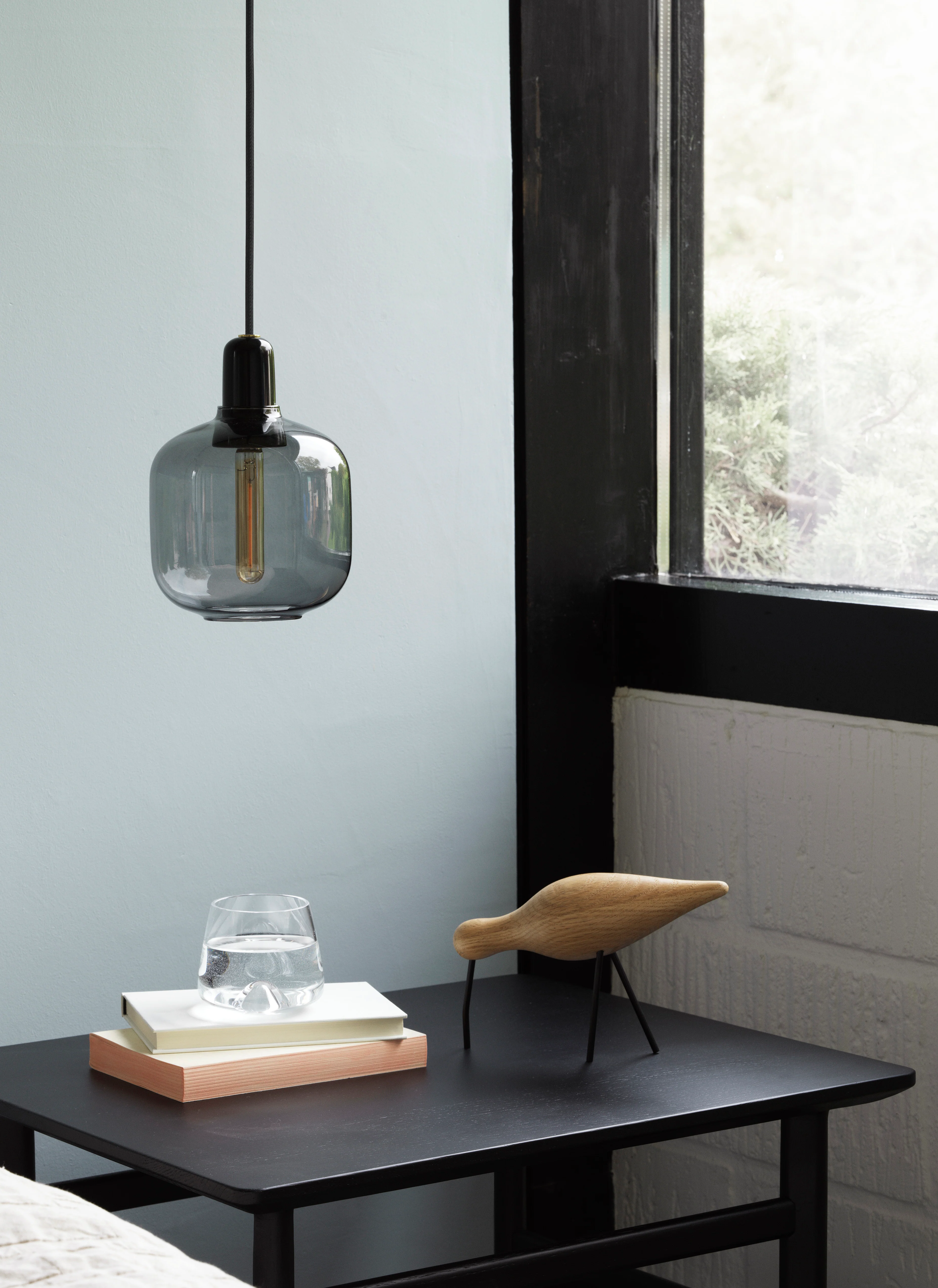 Lampa wisząca AMP szkło dymione z czarnym marmurem - Image 2