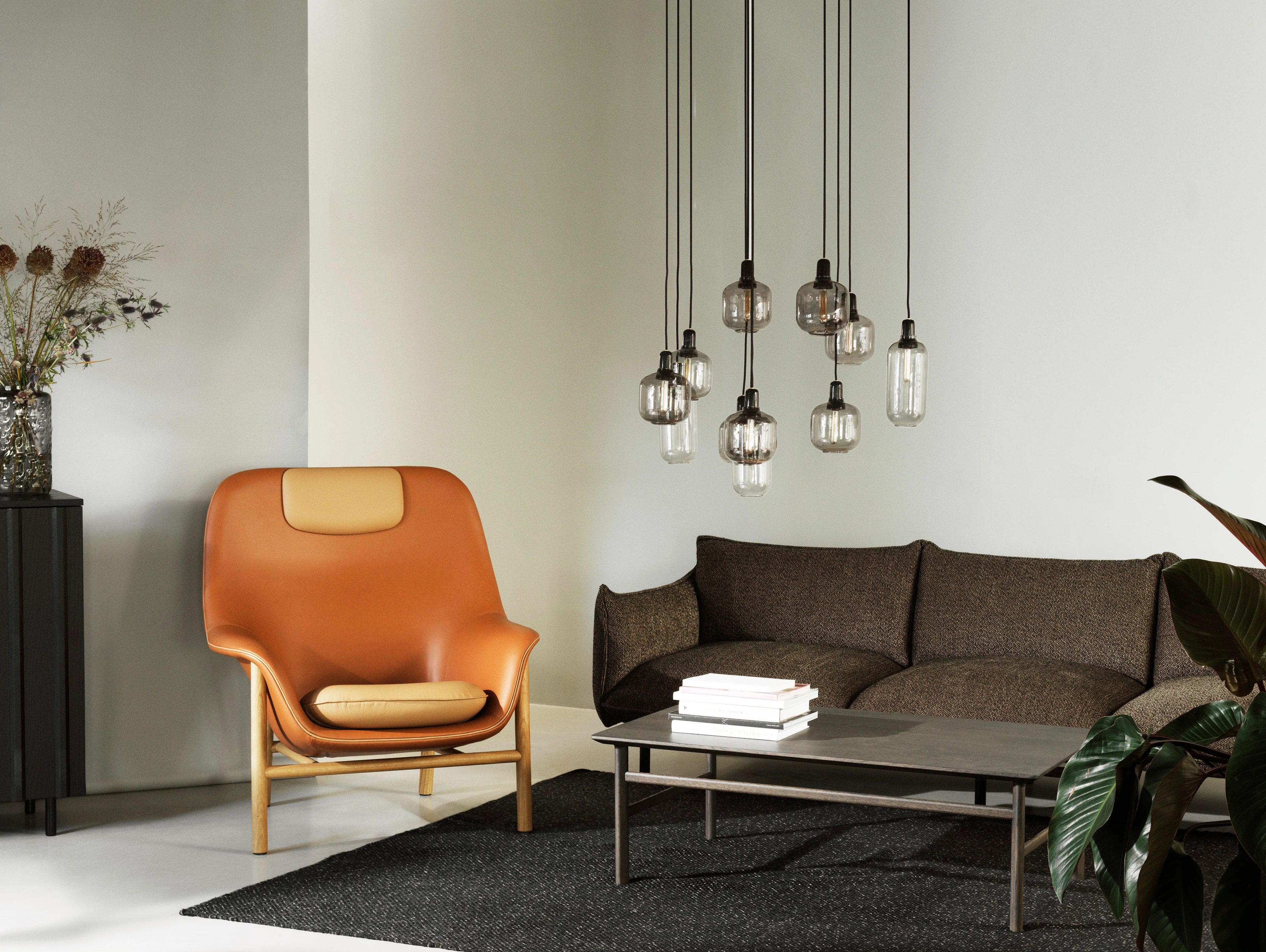 Lampa wisząca AMP szkło dymione z czarnym marmurem - Image 8