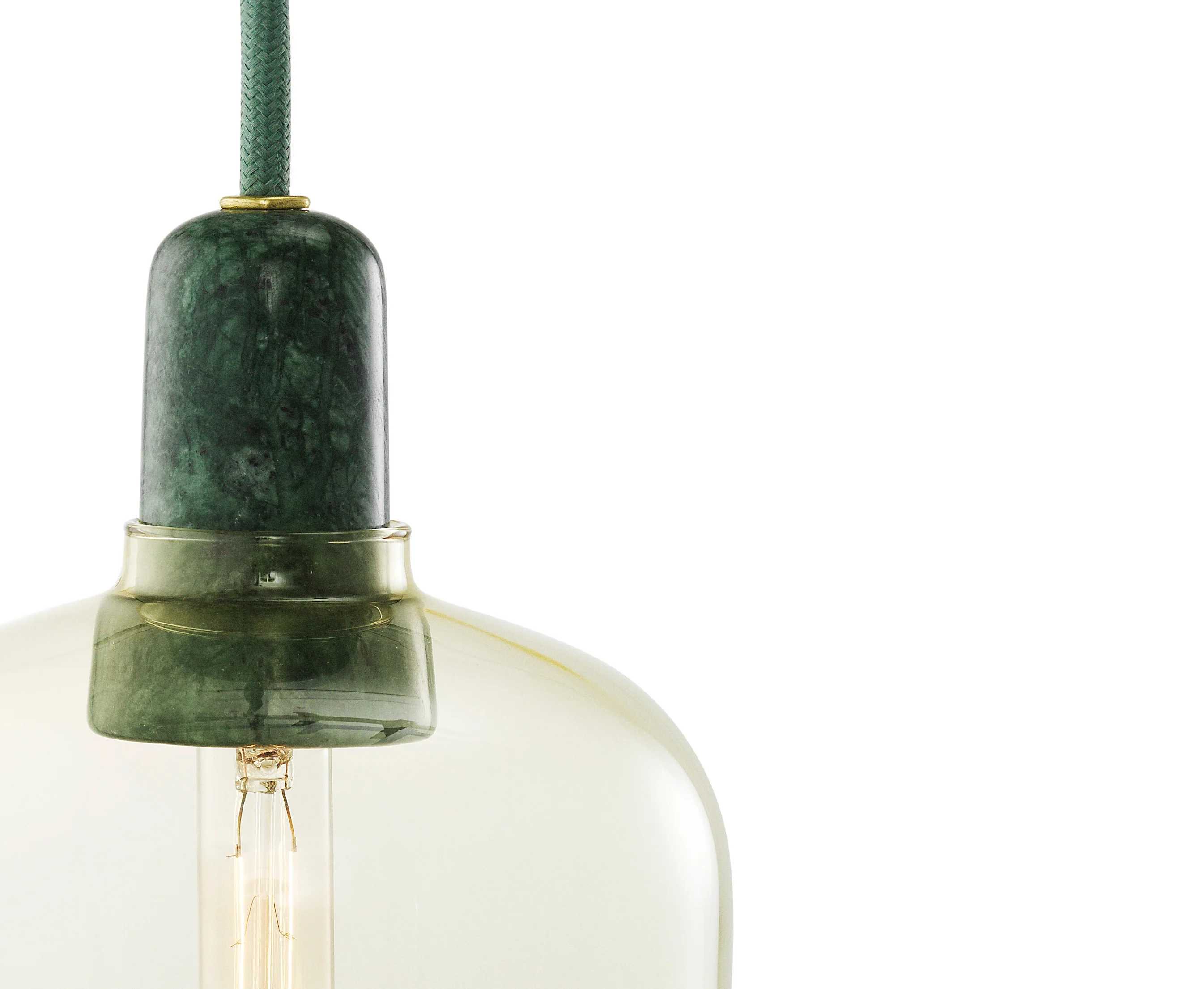 Lampa wisząca AMP żółte szkło z zielonym marmurem - Image 3