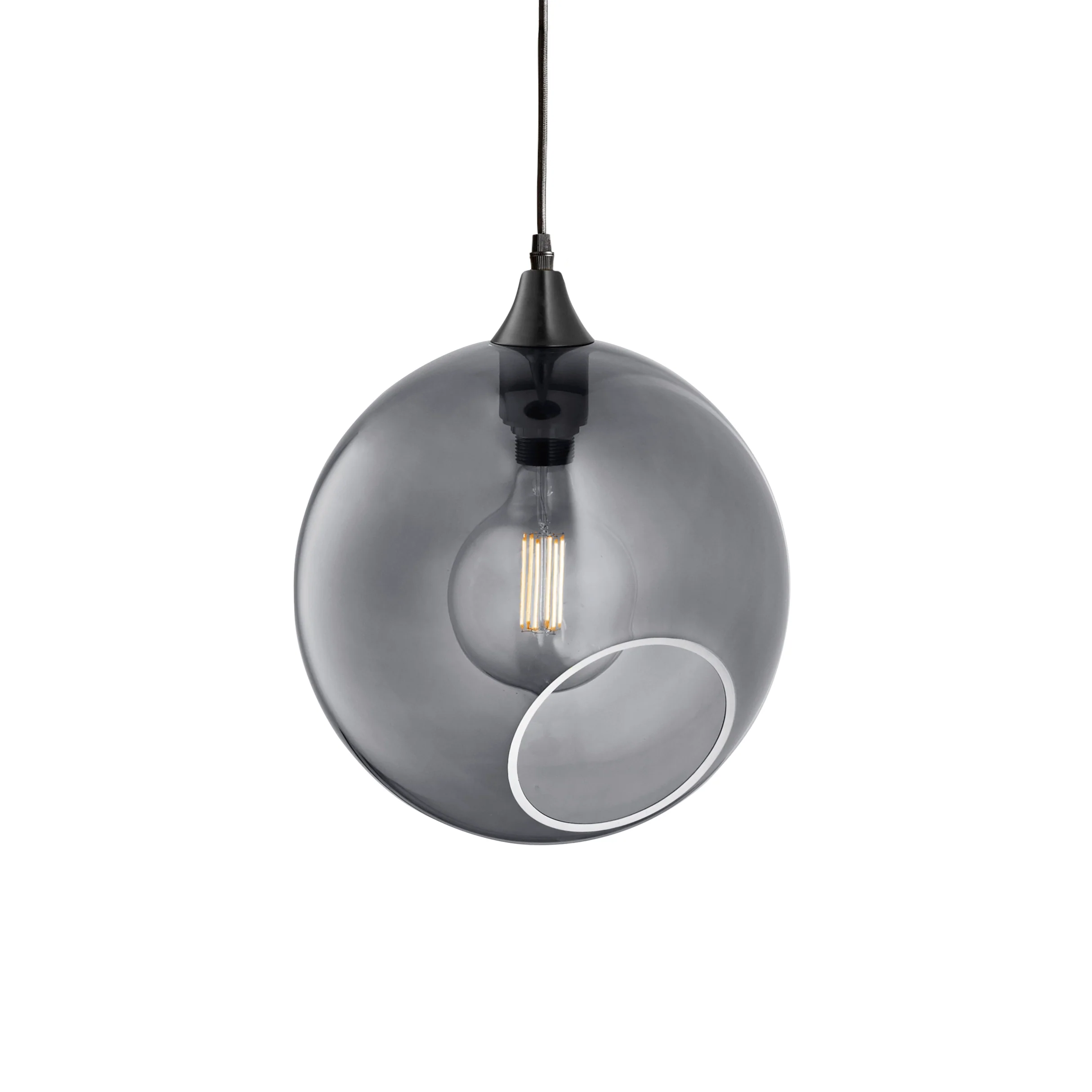 Lampa wisząca BALLROOM dymiony z czarnym wykończeniem