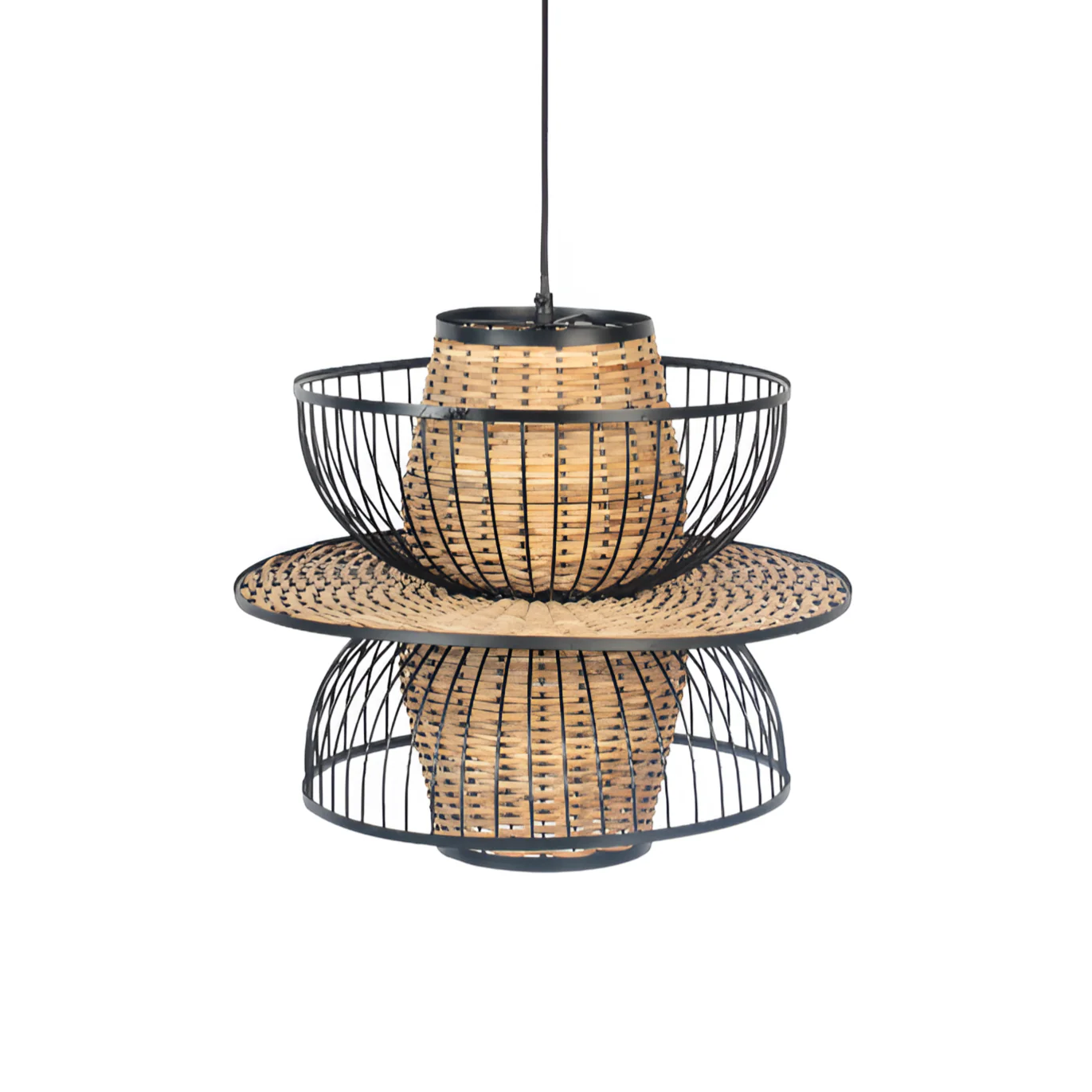 Lampa wisząca CARMEN czarny z naturalnym wykończeniem
