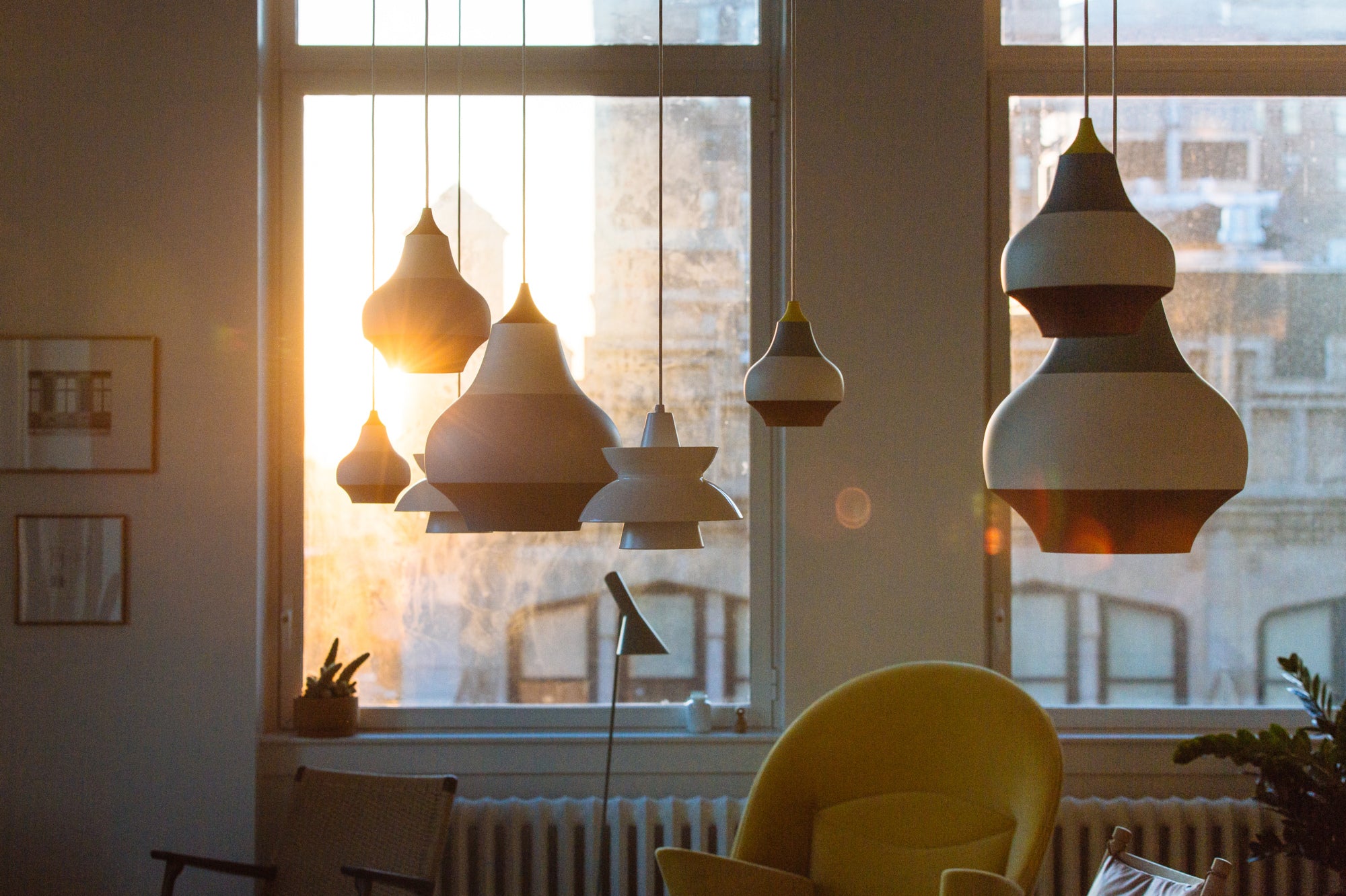 Lampa wisząca CIRQUE biało-niebieski z miedzianą końcówką - Image 11