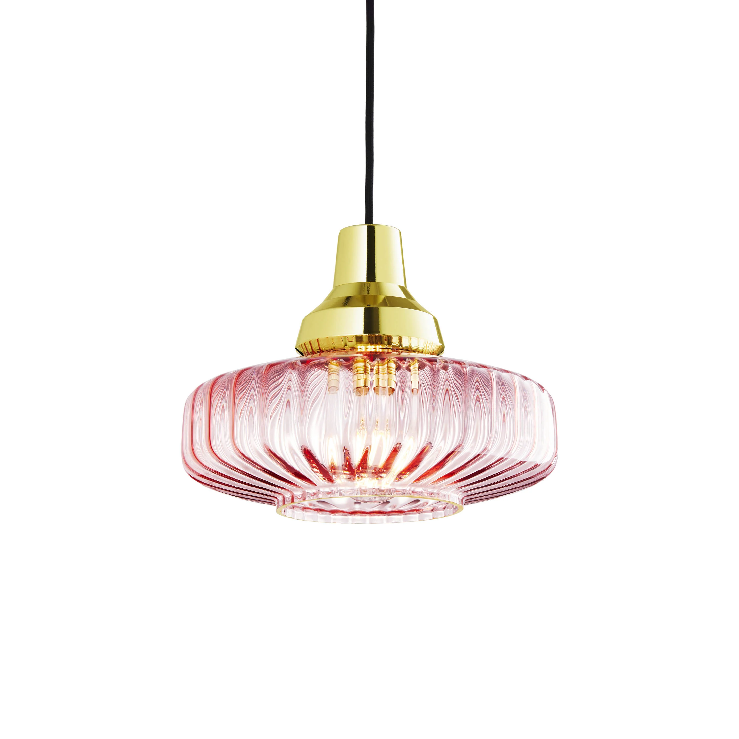 Lampa wisząca NEW WAVE OPTIC różowe szkło ze złotym wykończeniem