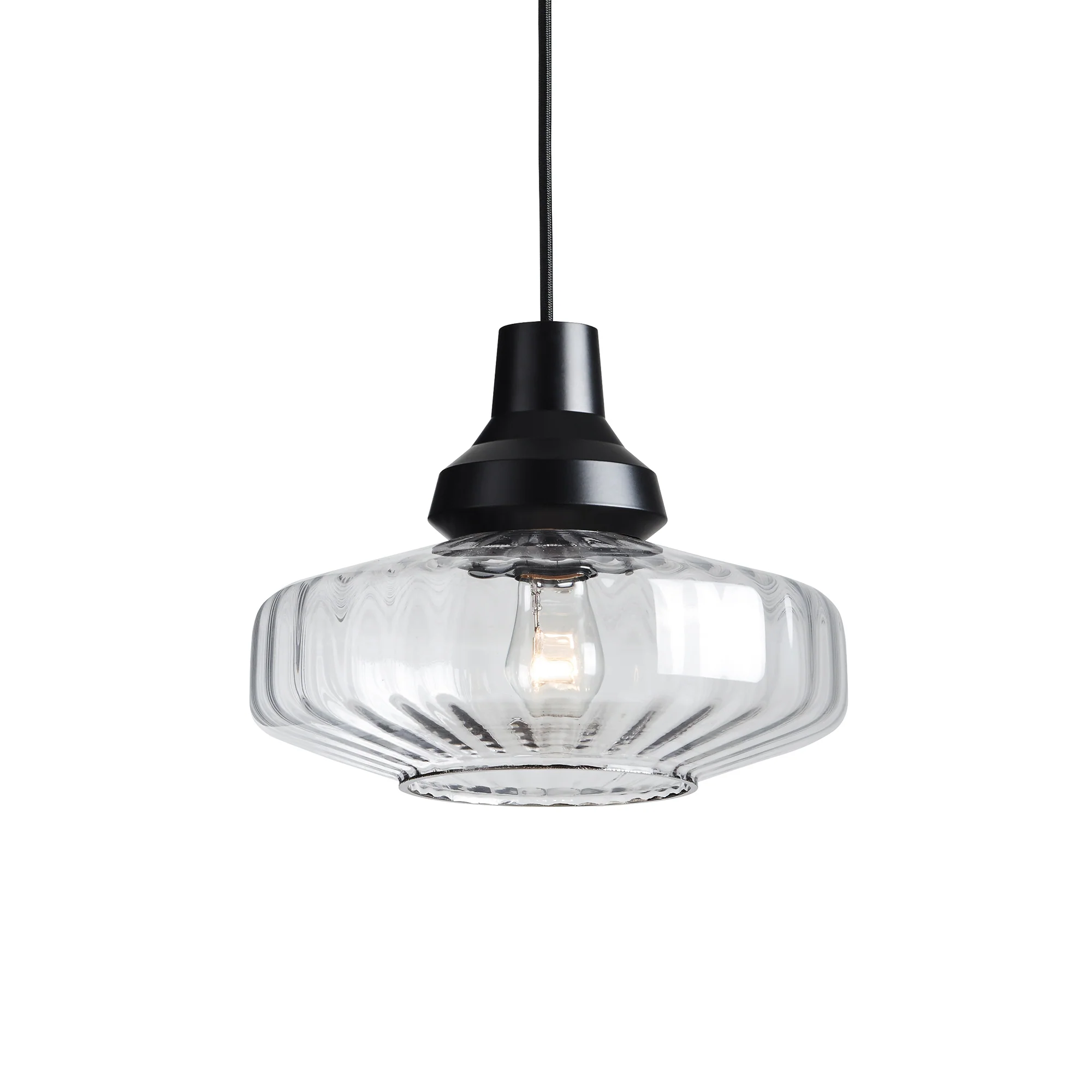 Lampa wisząca NEW WAVE OPTIC transparentne szkło z czarnym wykończeniem