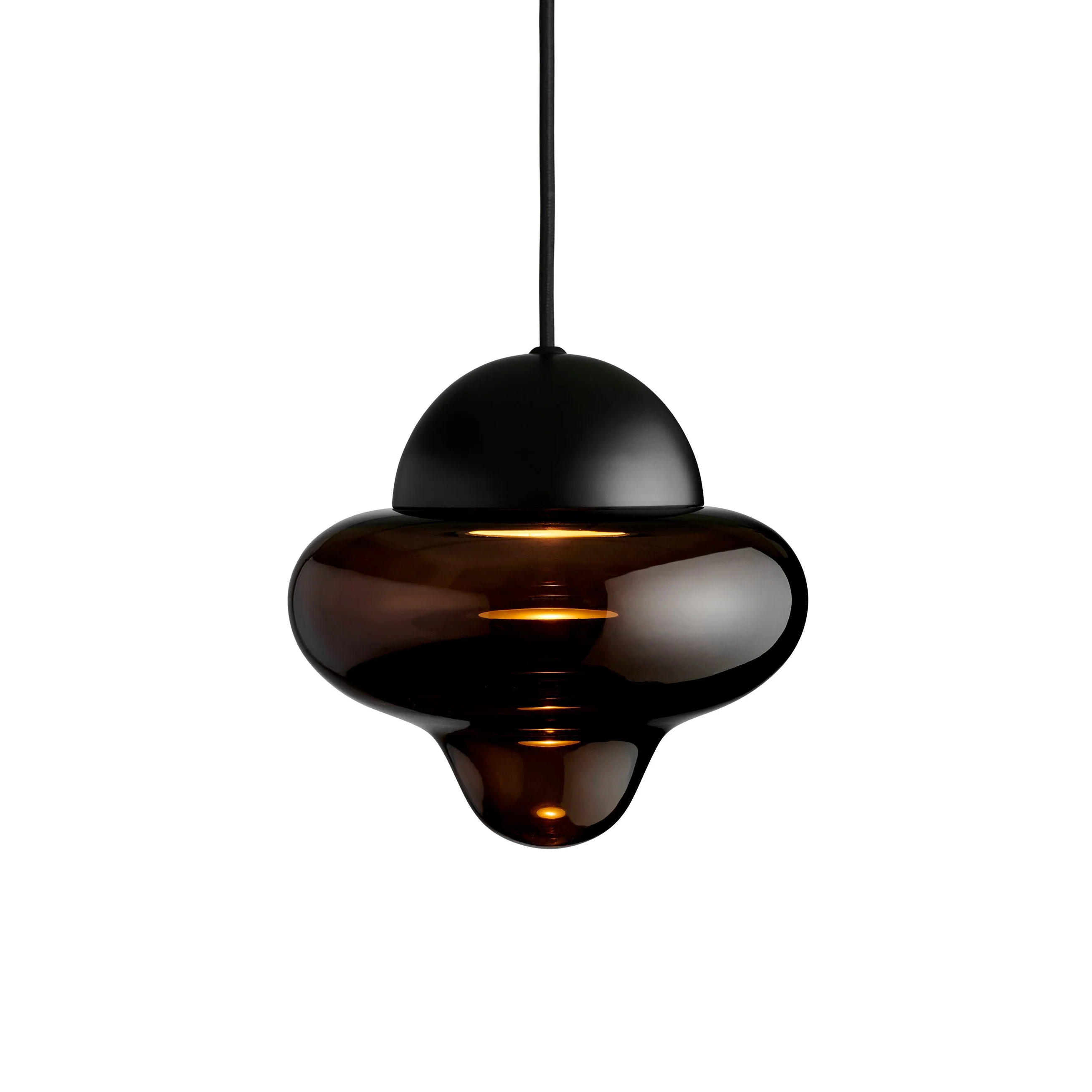 Lampa wisząca NUTTY szkło brązowe z czarnym wykończeniem
