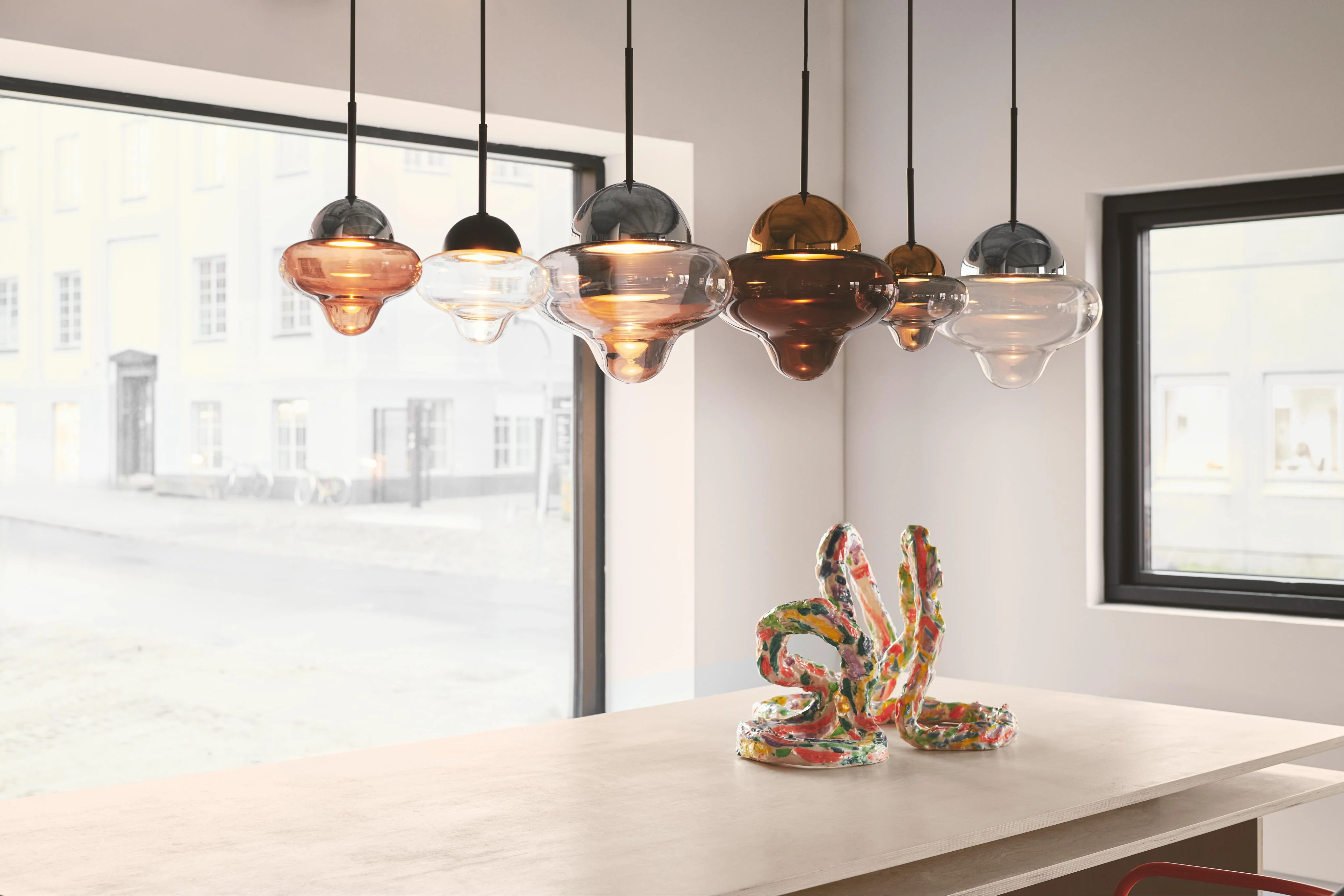 Lampa wisząca NUTTY szkło brązowe ze srebrnym wykończeniem - Image 2
