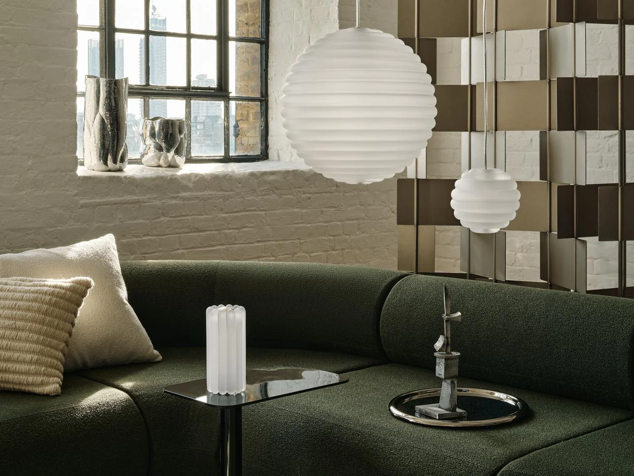 Lampa wisząca okrągła PRESS matowe szkło - Image 3