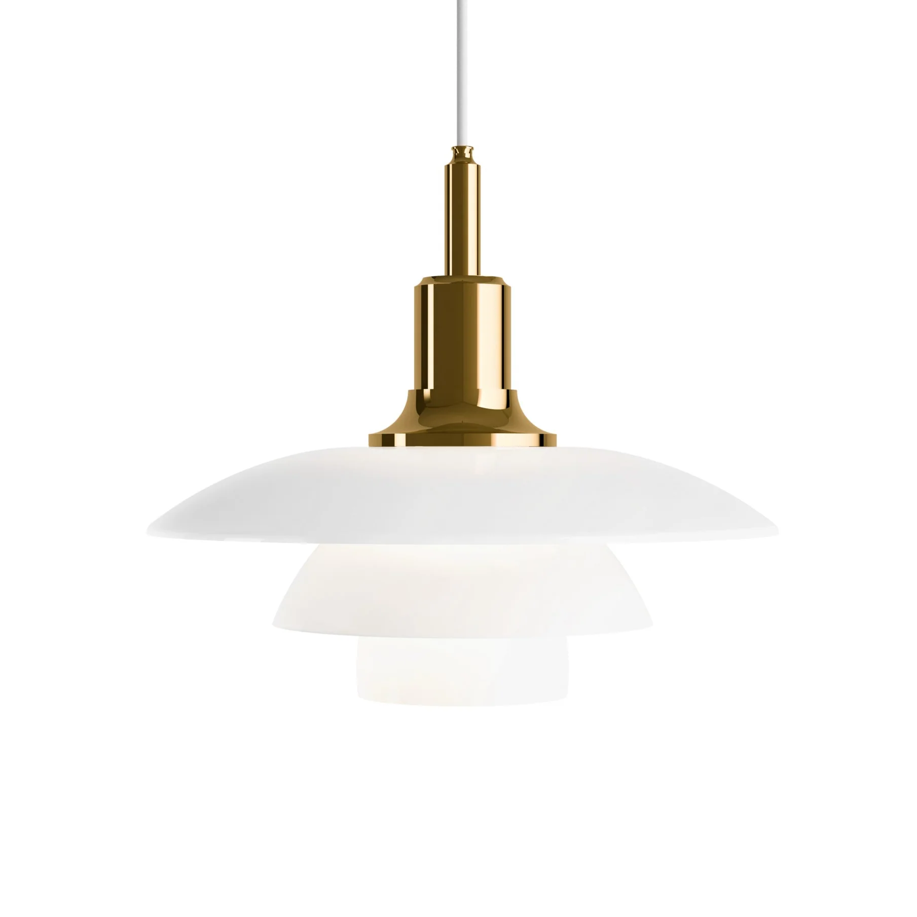Lampa wisząca PH 3½-3 biały z mosiężnym wykończeniem