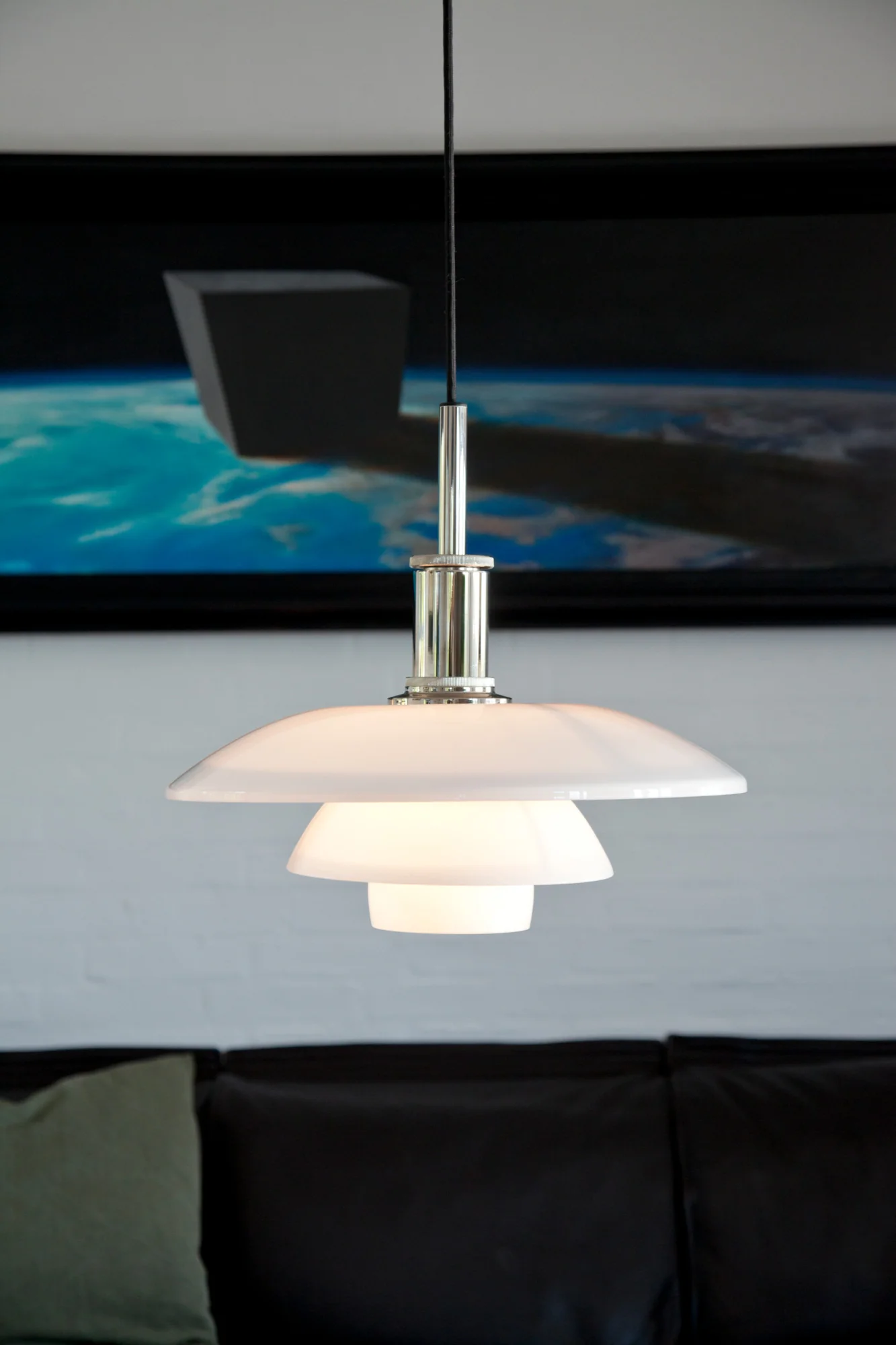 Lampa wisząca PH 4½-4 biały z chromowanym wykończeniem - Image 4