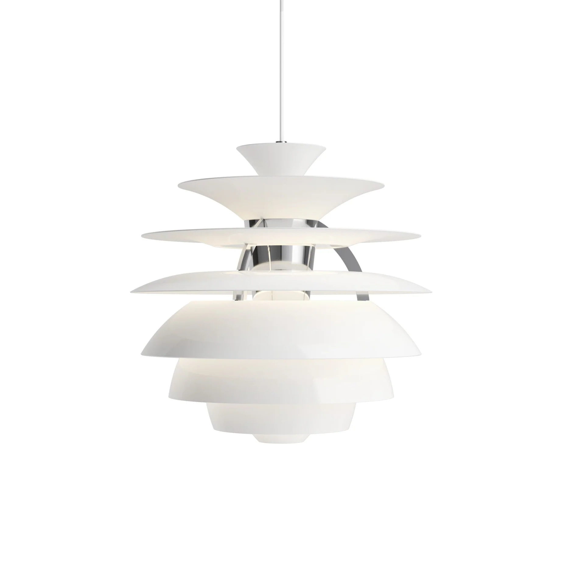 Lampa wisząca PH SNOWBALL biały z chromowanym wykończeniem