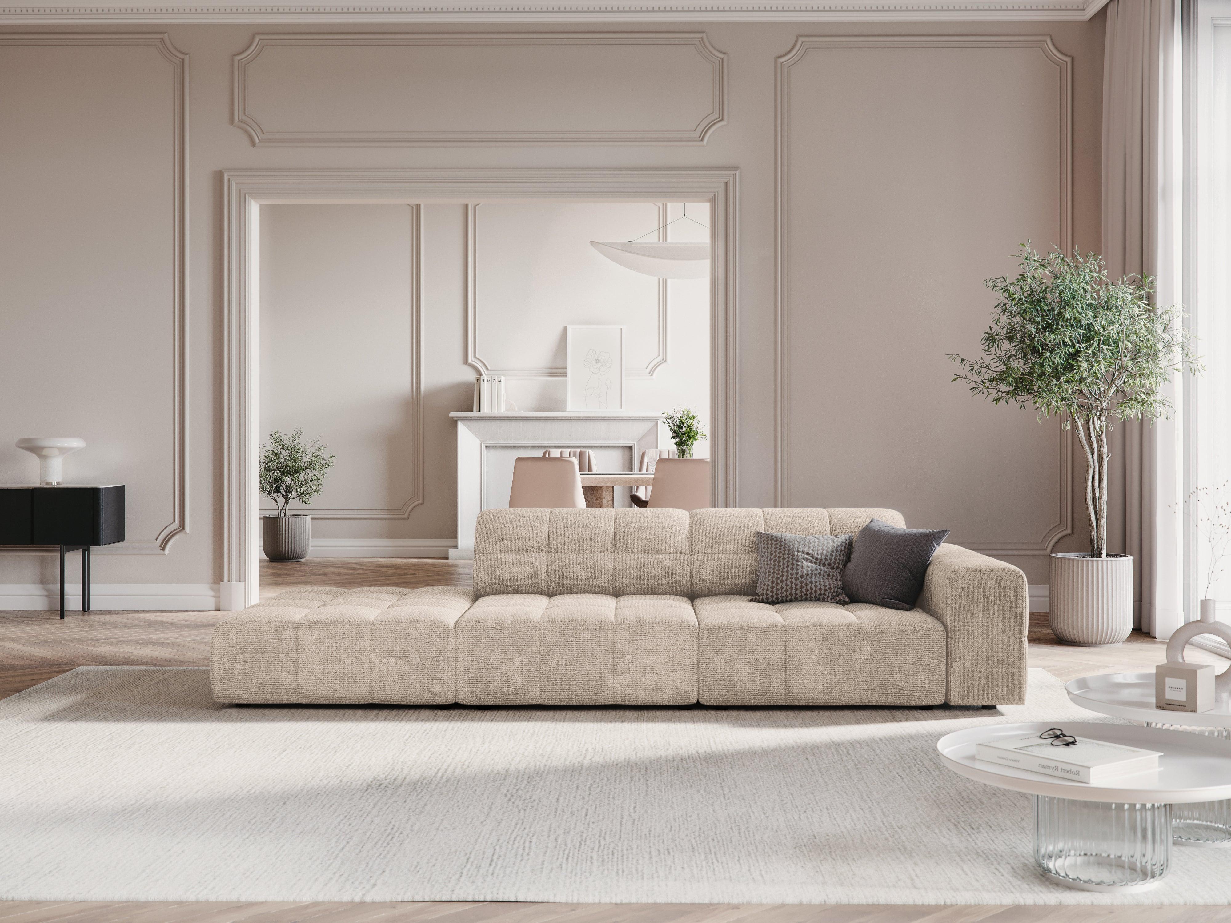 Sofa lewostronna 3-osobowa CHICAGO beżowy szenil - Image 2