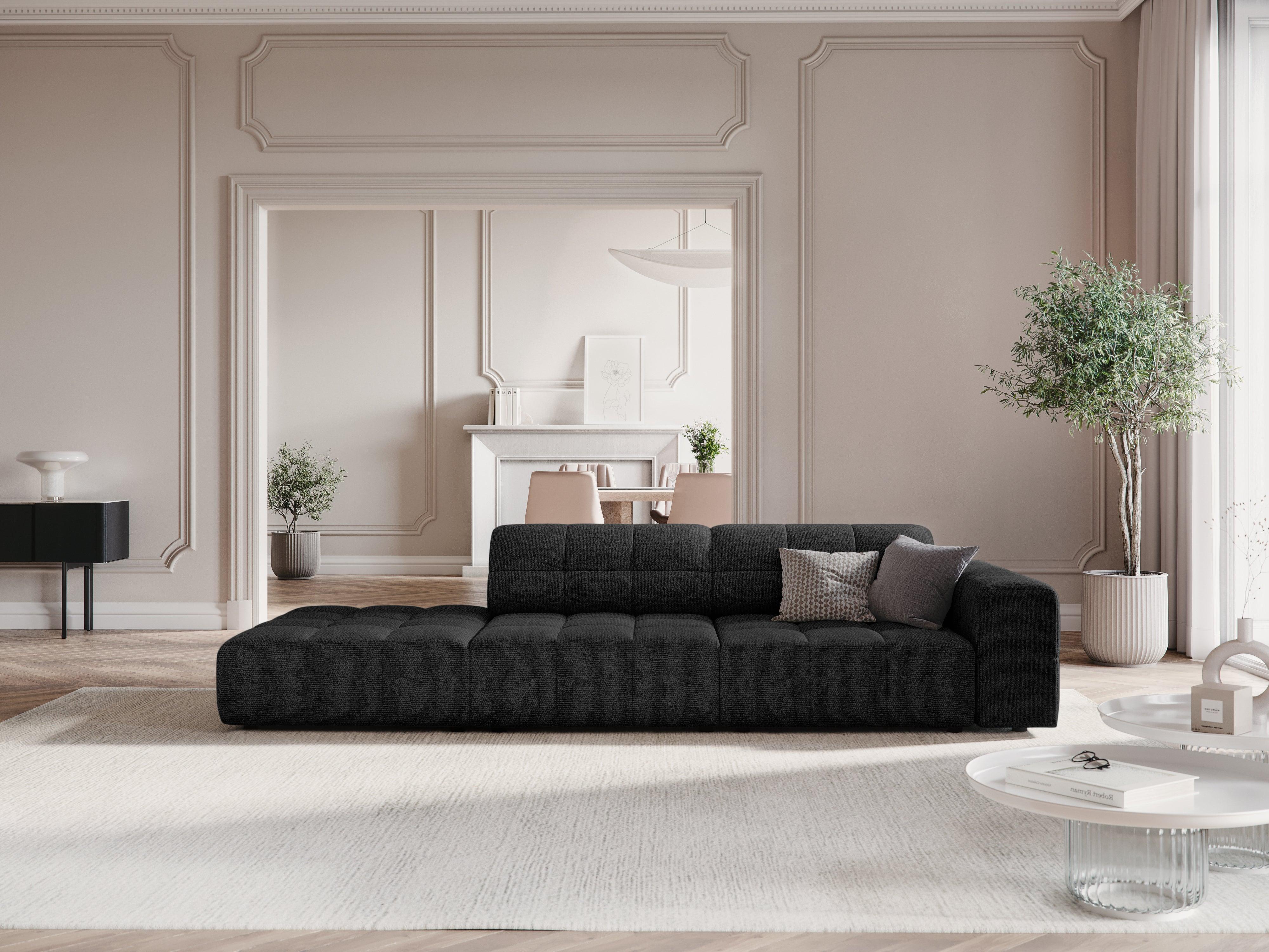 Sofa lewostronna 3-osobowa CHICAGO czarny szenil - Image 2
