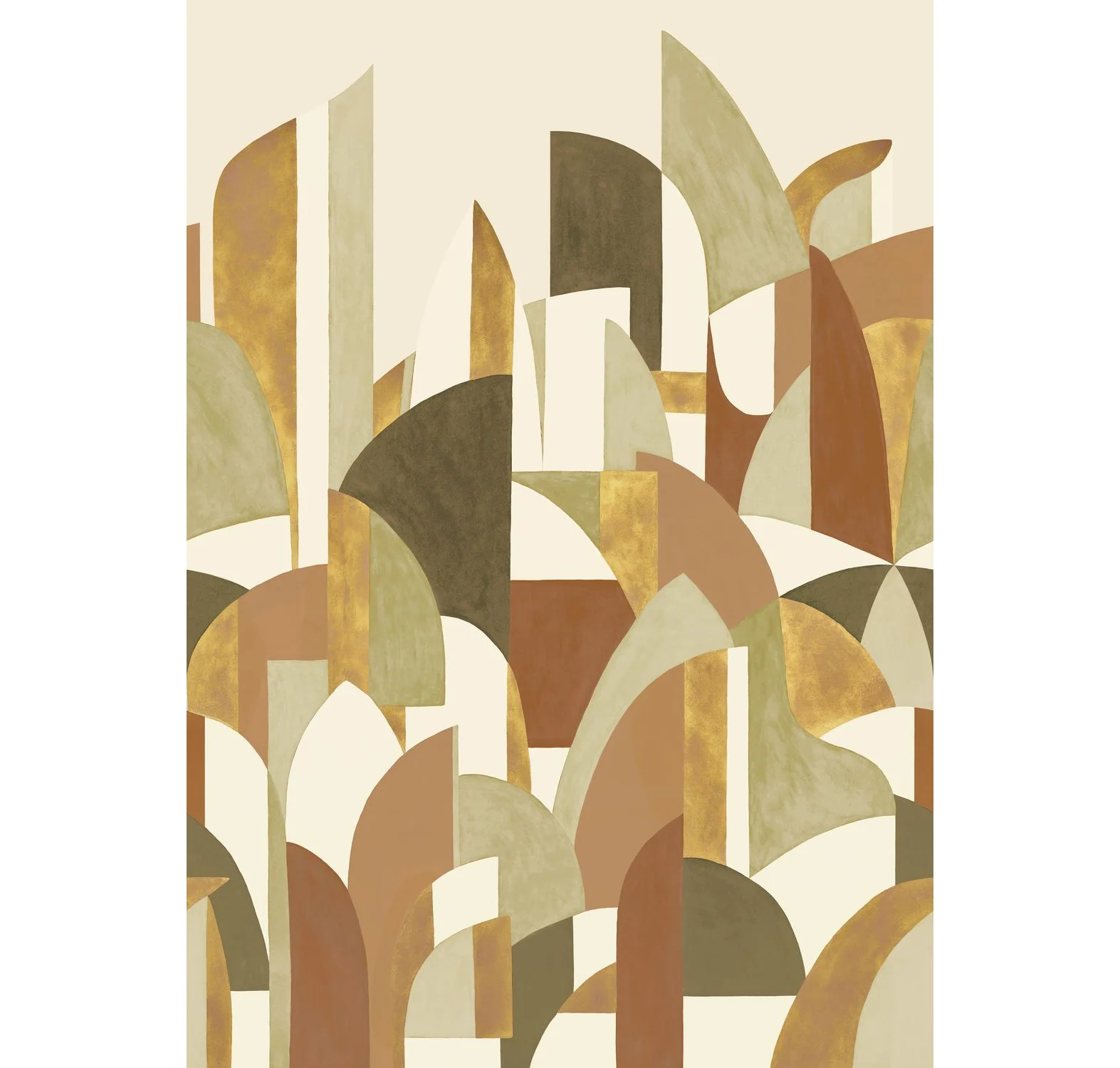 Mural z abstrakcyjnym wzorem PABLO beżowy z zielonym
