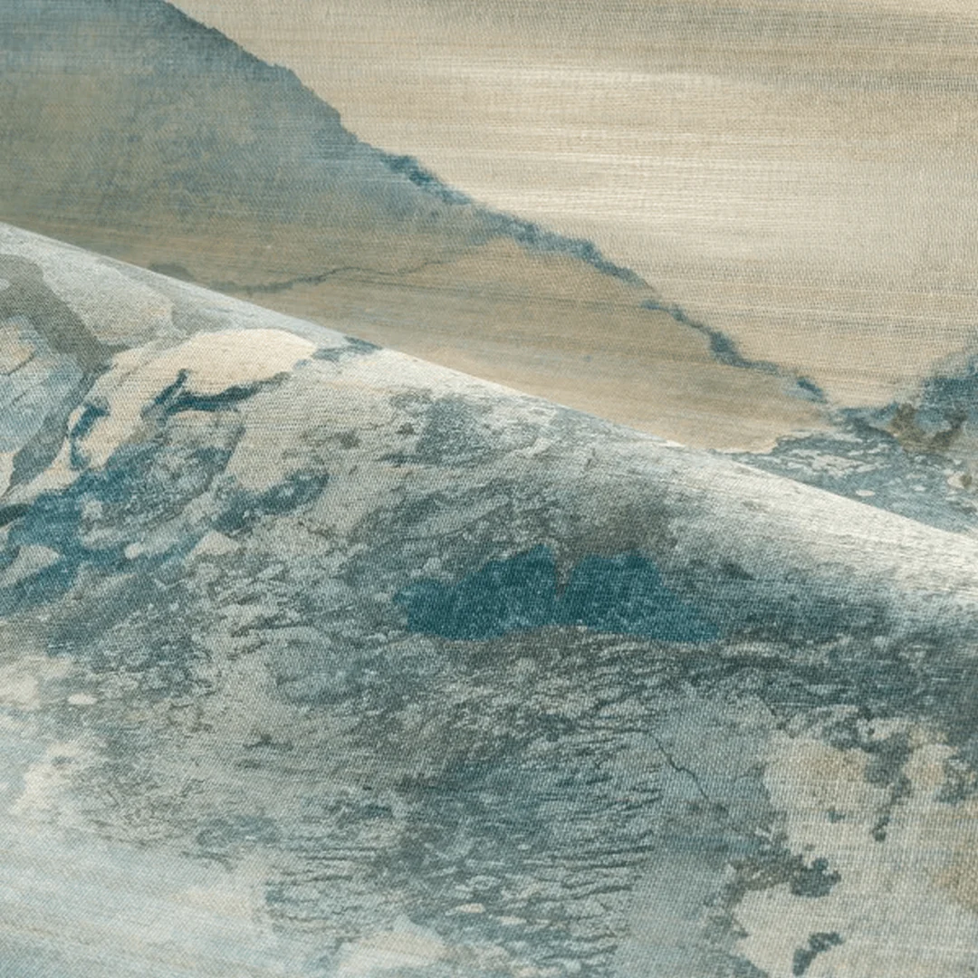 Mural z abaki z górskim motywem HORIZON - BLEU BEIGE DORÉ niebieski z beżem - Image 3