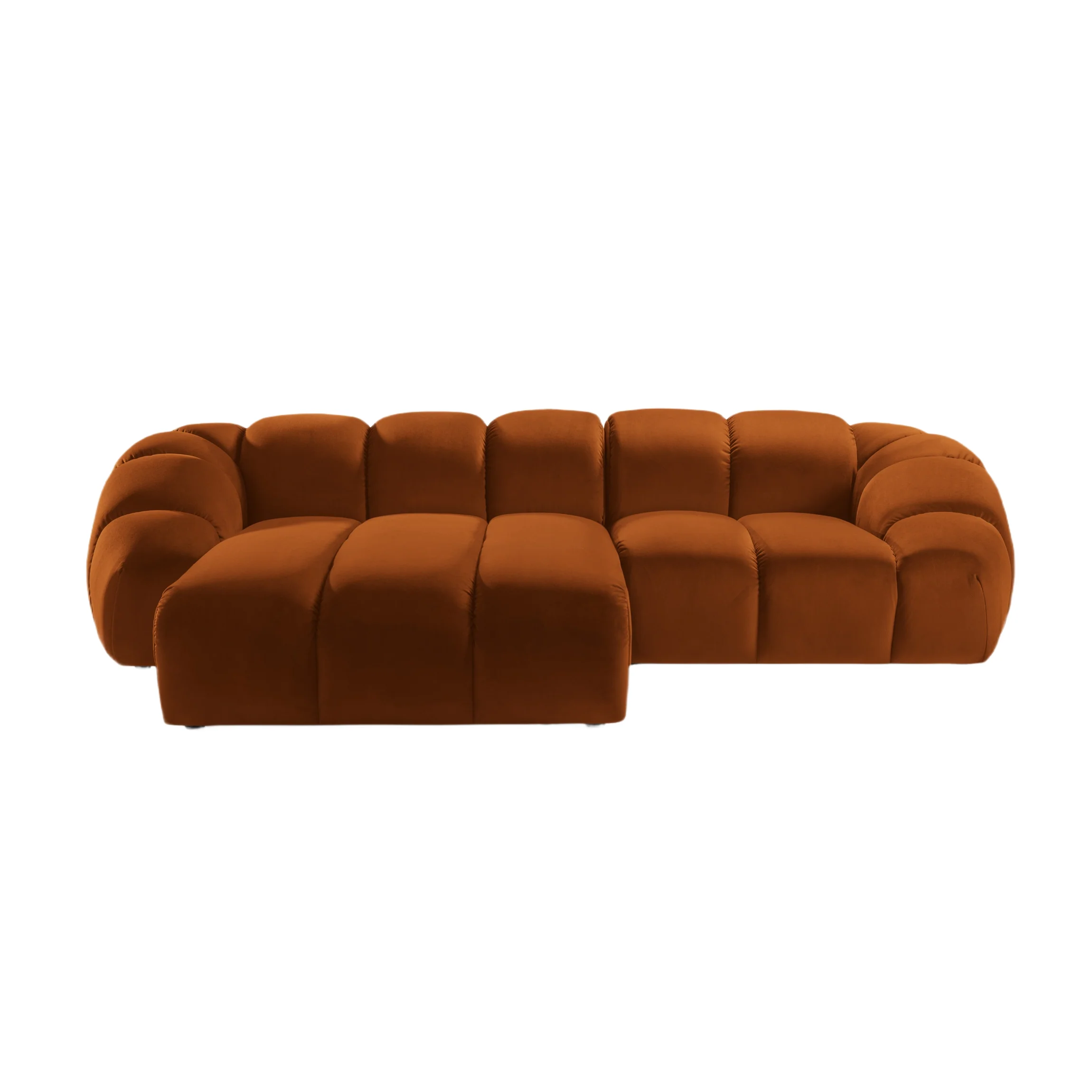 Narożnik aksamitny 3-osobowy lewostronny DIANA terracotta