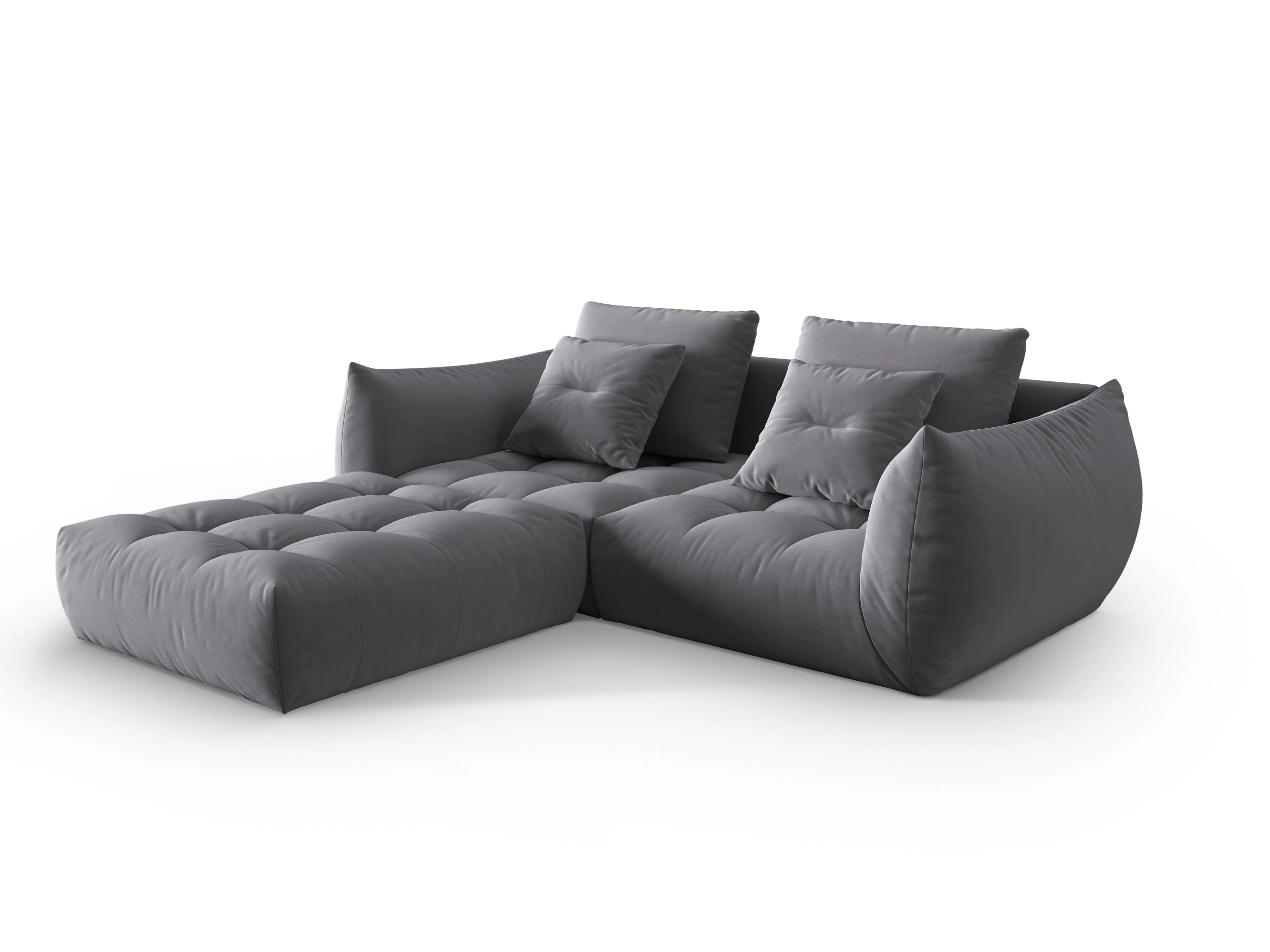 Narożnik aksamitny modułowy 3-osobowy BLOOM ciemnoszary - Image 3