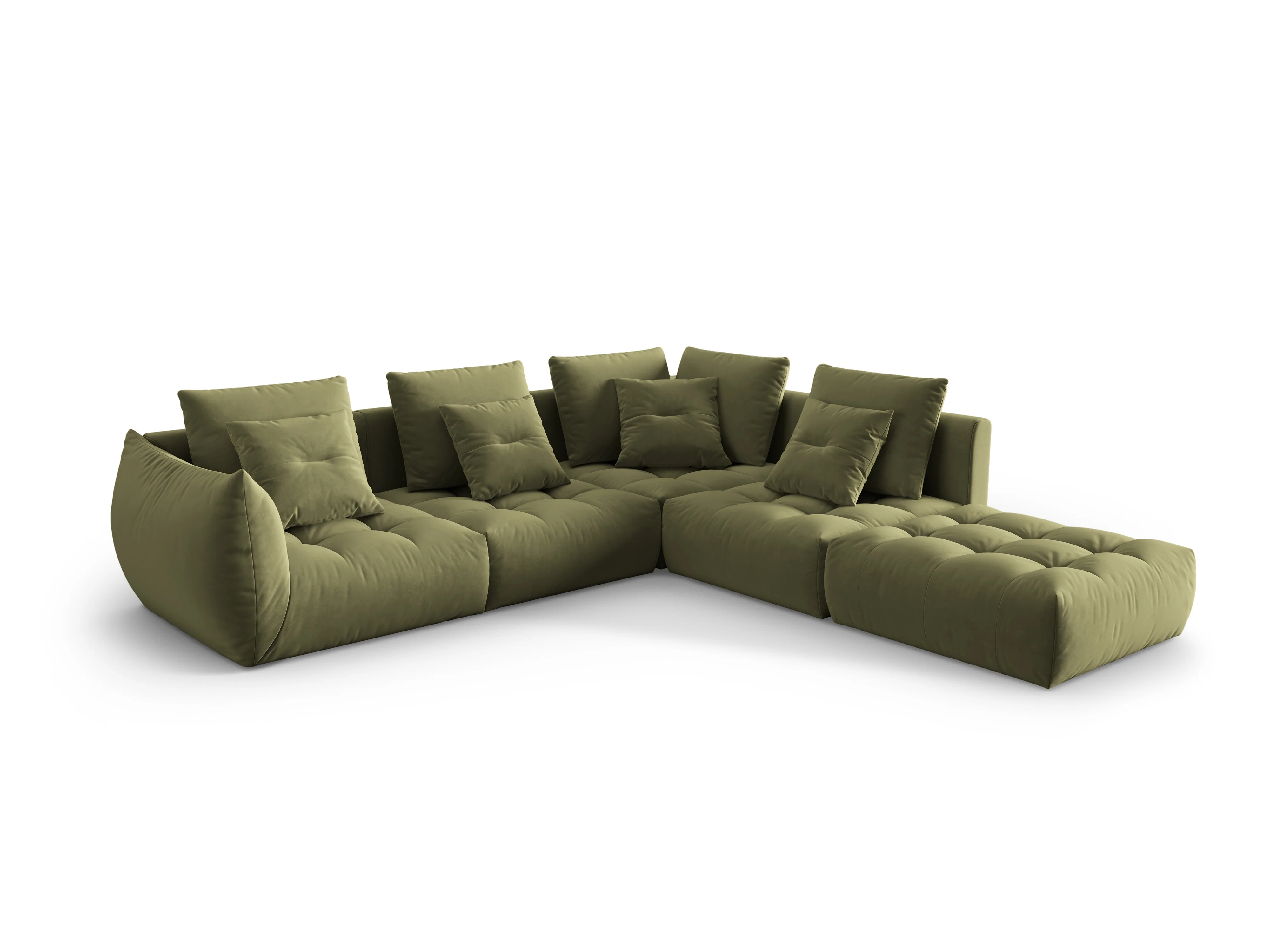 Narożnik aksamitny modułowy 4-osobowy prawostronny BLOOM zielony - Image 3