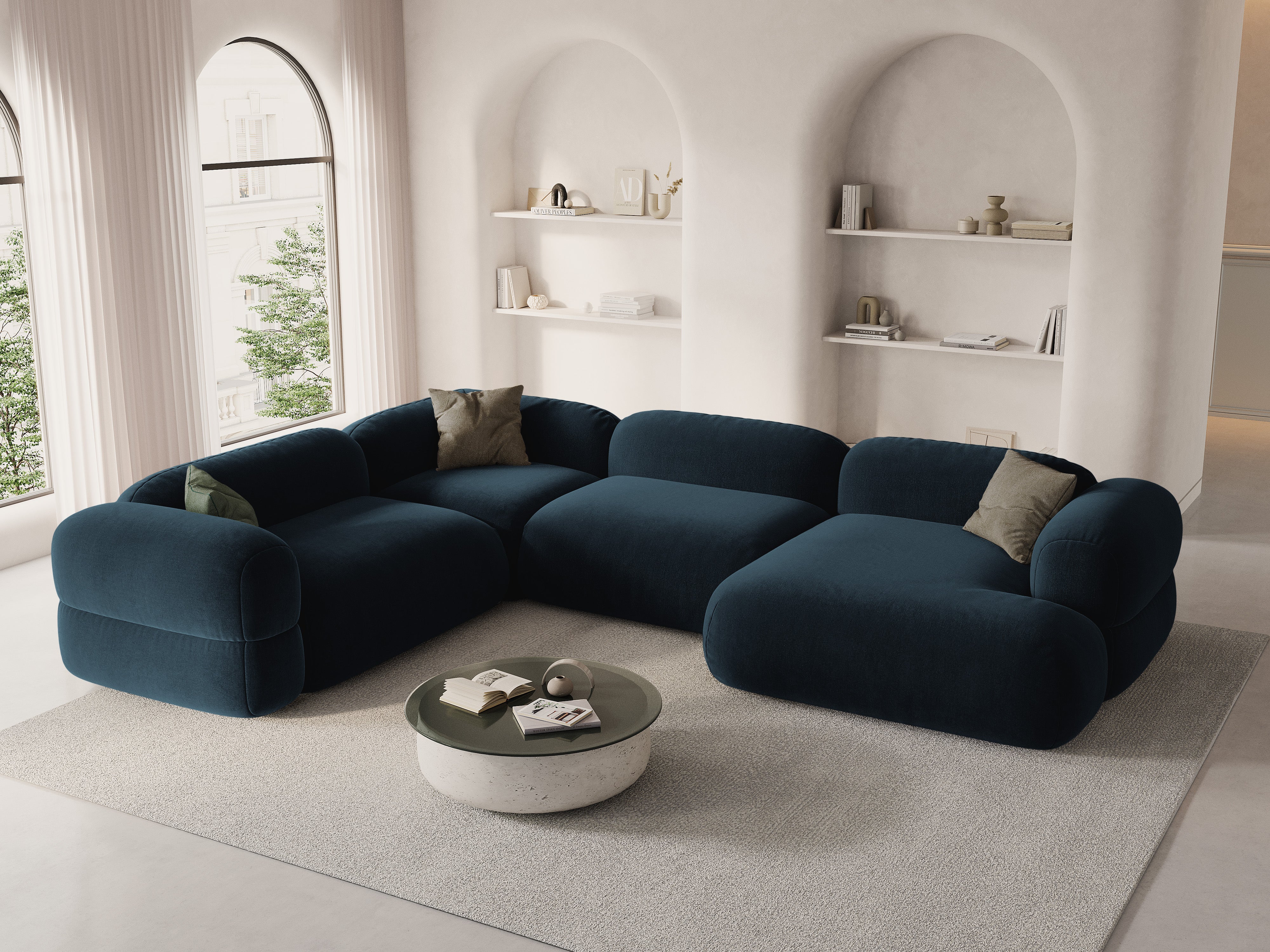 Narożnik aksamitny w kształcie U lewostronny ROGER niebieski petrol - Image 2