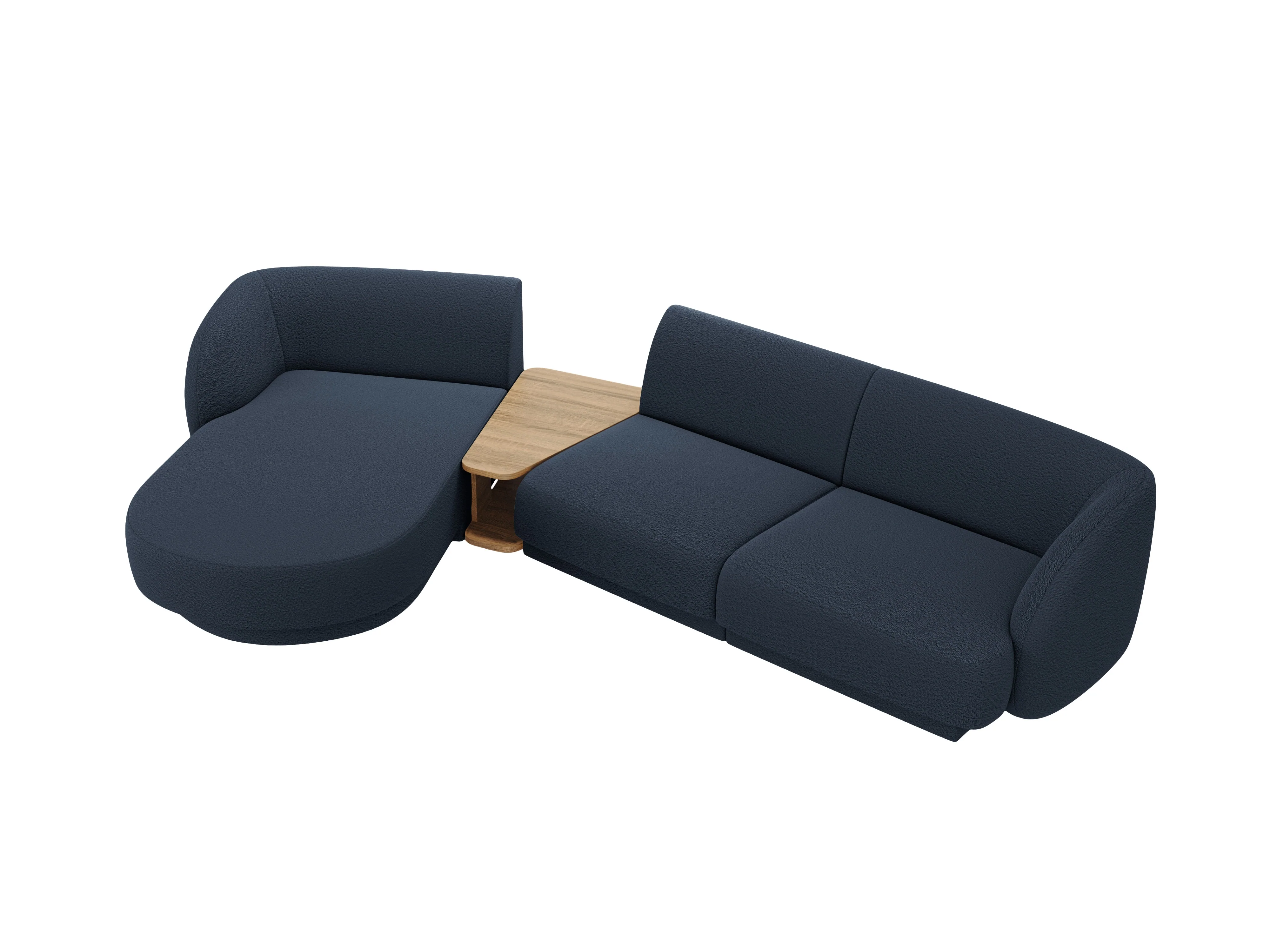 Narożnik modułowy ze stolikiem 3-osobowy lewostronny MILEY ciemnoniebieski boucle - Image 3