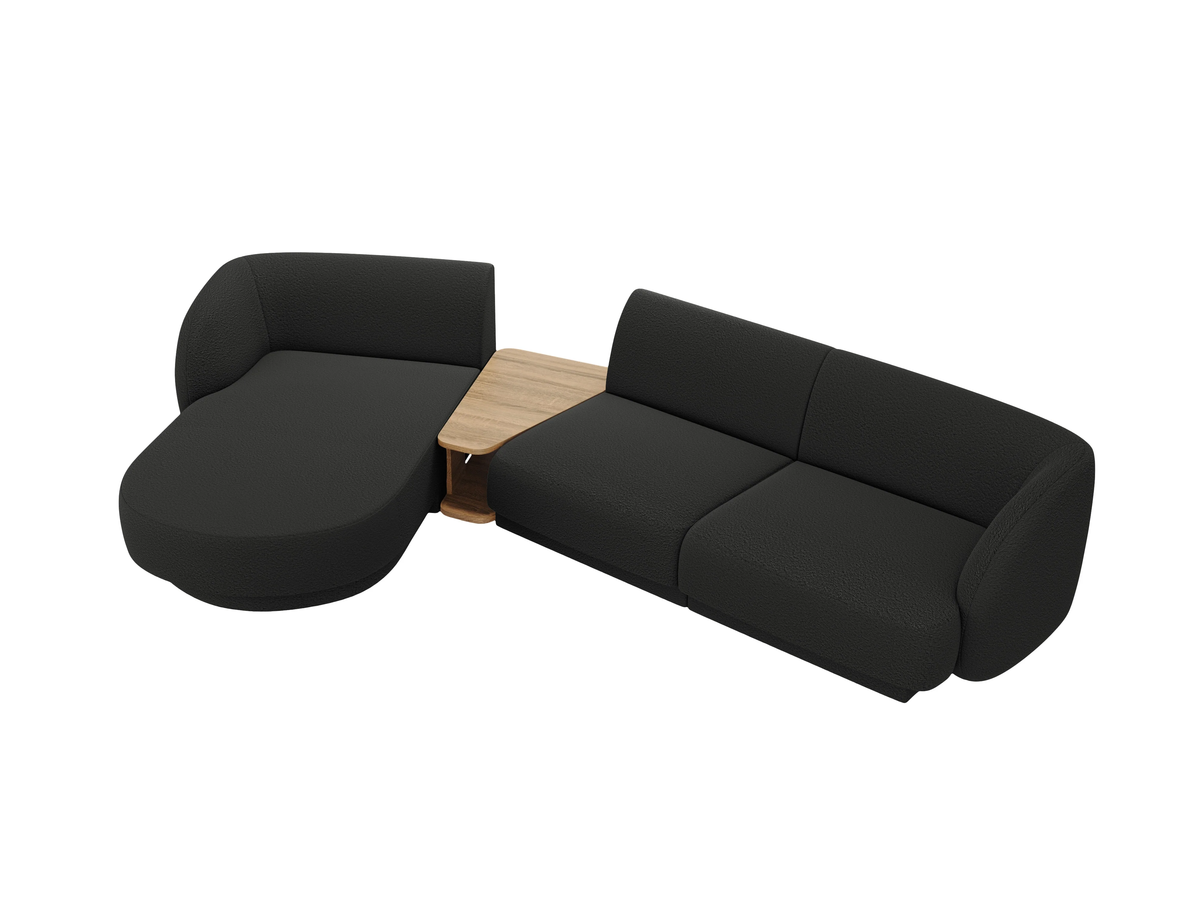 Narożnik modułowy ze stolikiem 3-osobowy lewostronny MILEY czarny boucle - Image 3