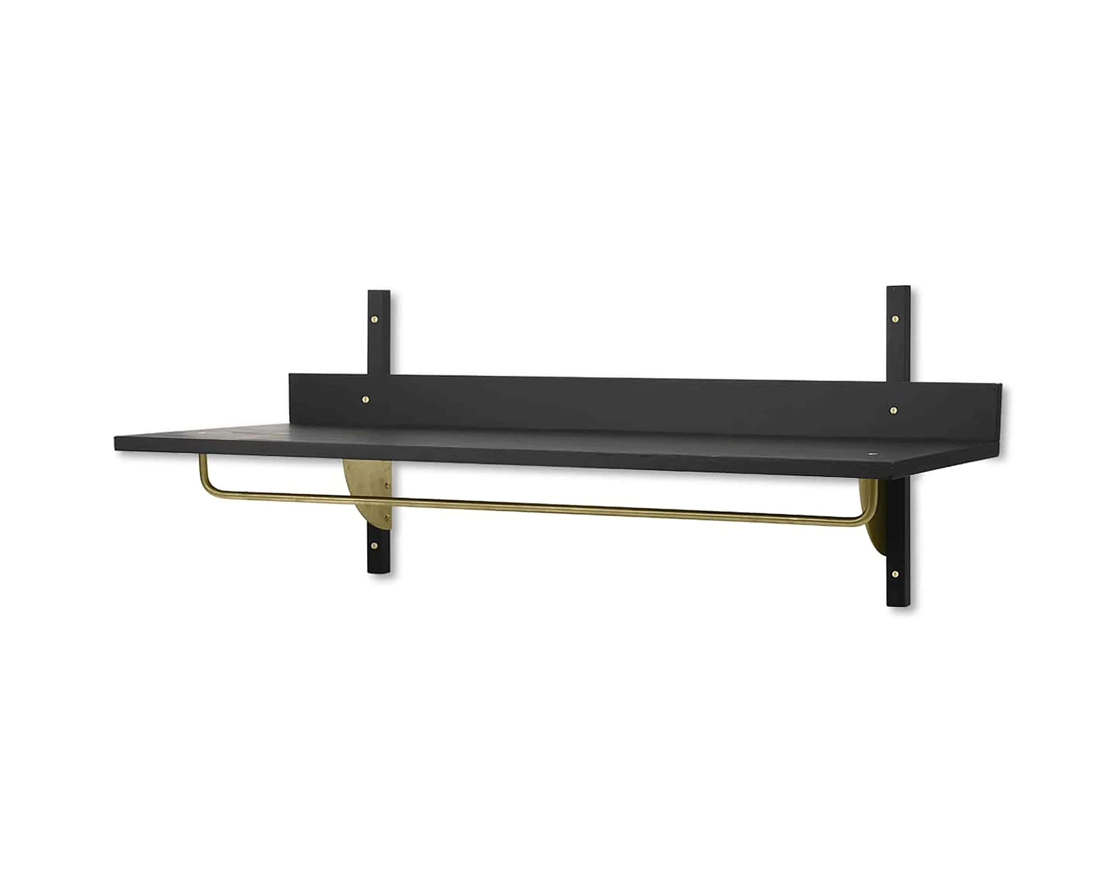 Półka z wieszakiem SECTOR RACK SHELF czarny fornir jesionowy z mosiężnym wykończeniem - Image 2
