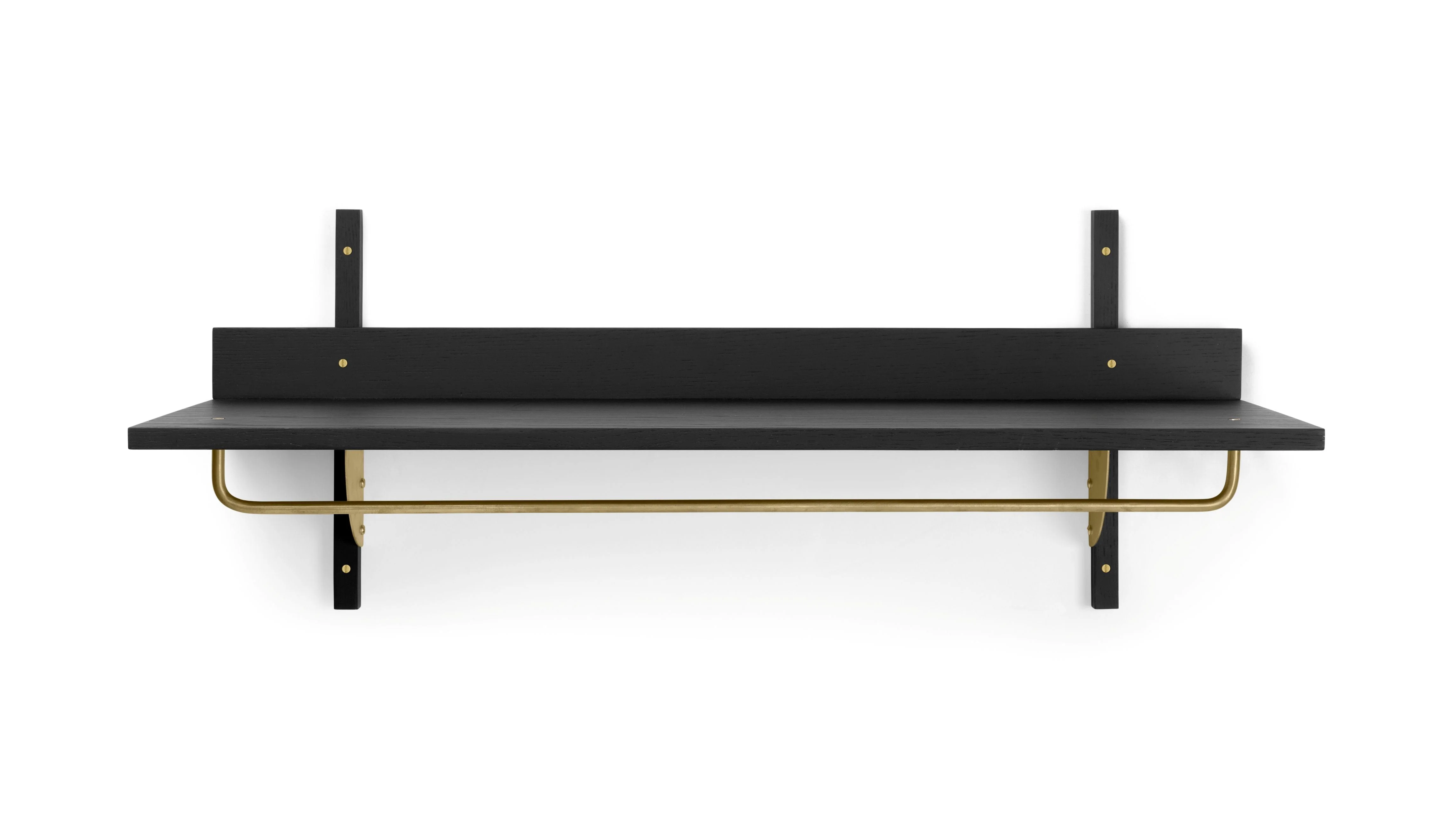 Półka z wieszakiem SECTOR RACK SHELF czarny fornir jesionowy z mosiężnym wykończeniem - Image 4
