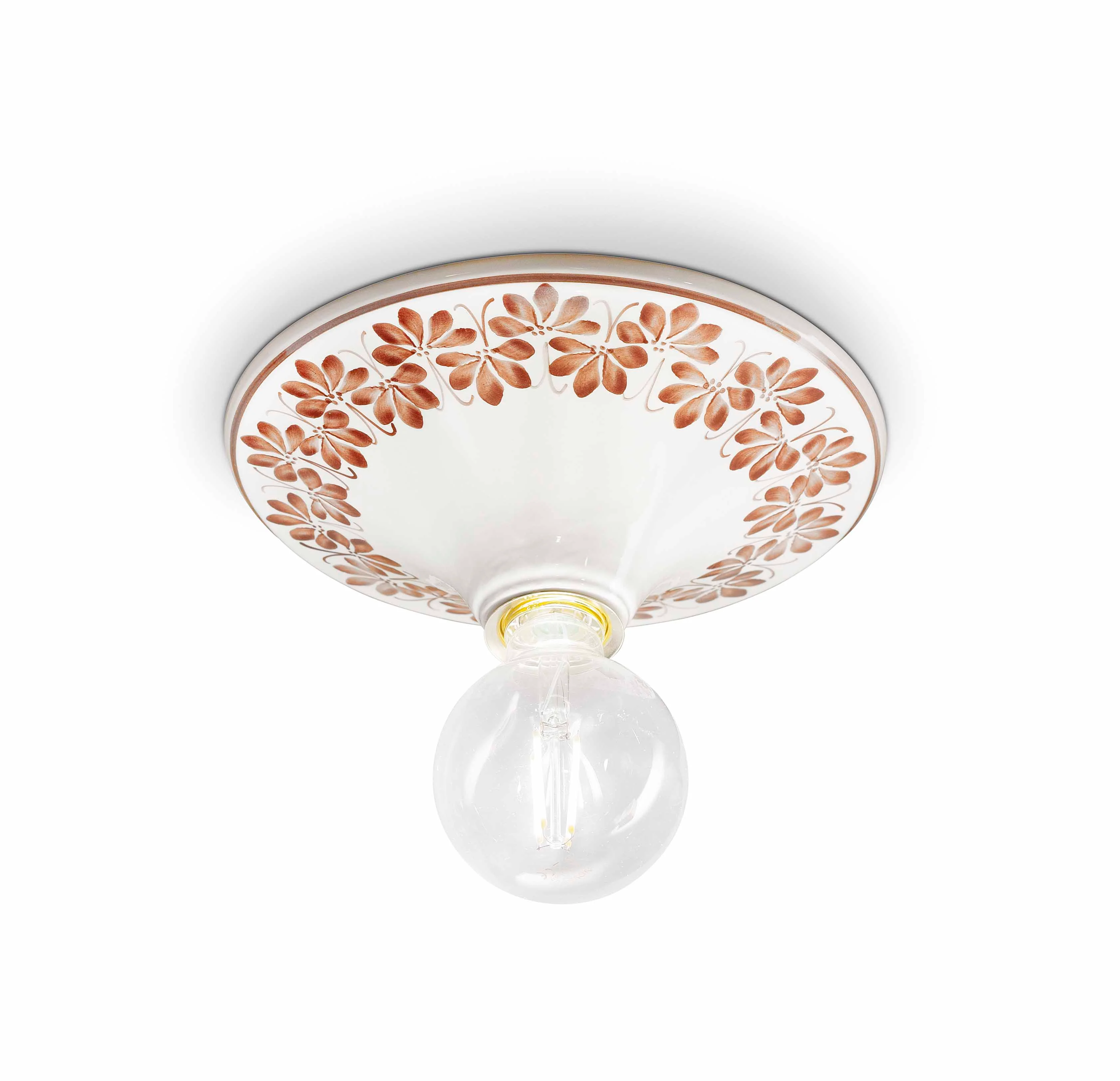 Plafon ceramiczny TRIESTE biały z brązowym wzorem