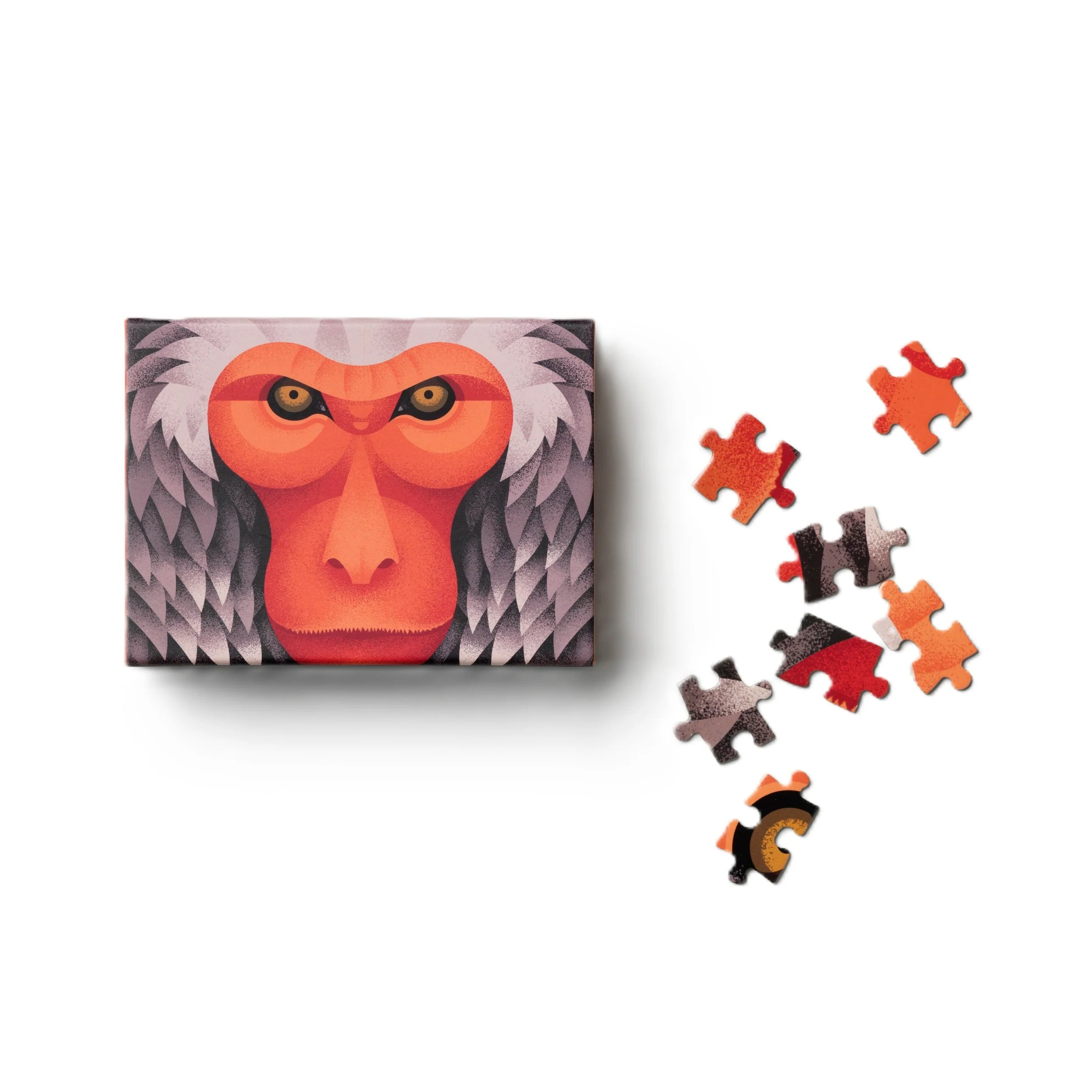 Puzzle JAPANESE MACAQUE pomarańczowy z szarym