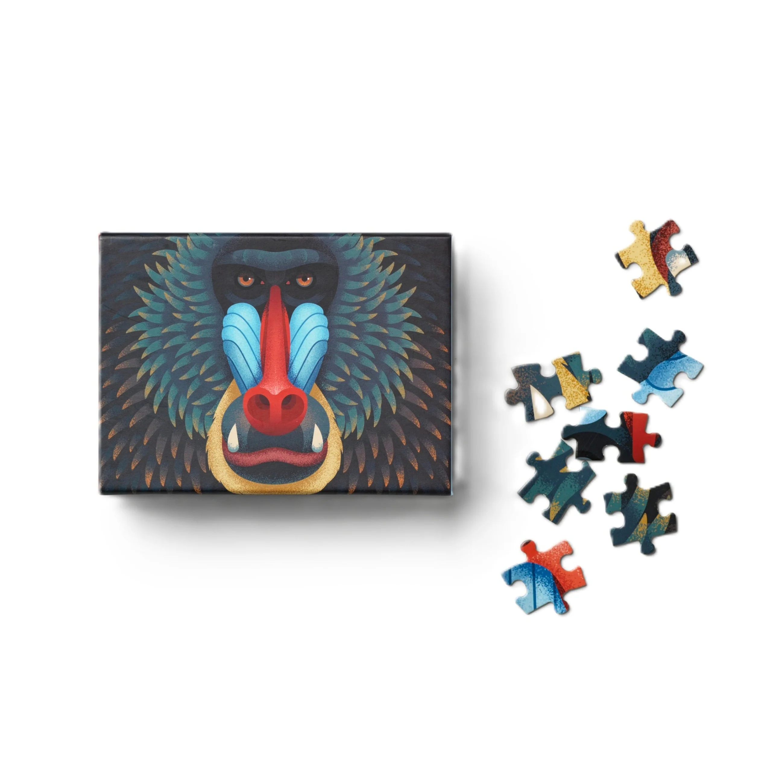 Puzzle MANDRILL czarny z niebieskim