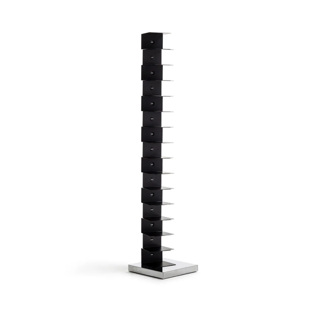 Regał PTOLOMEO ART czarny ze stalową podstawą