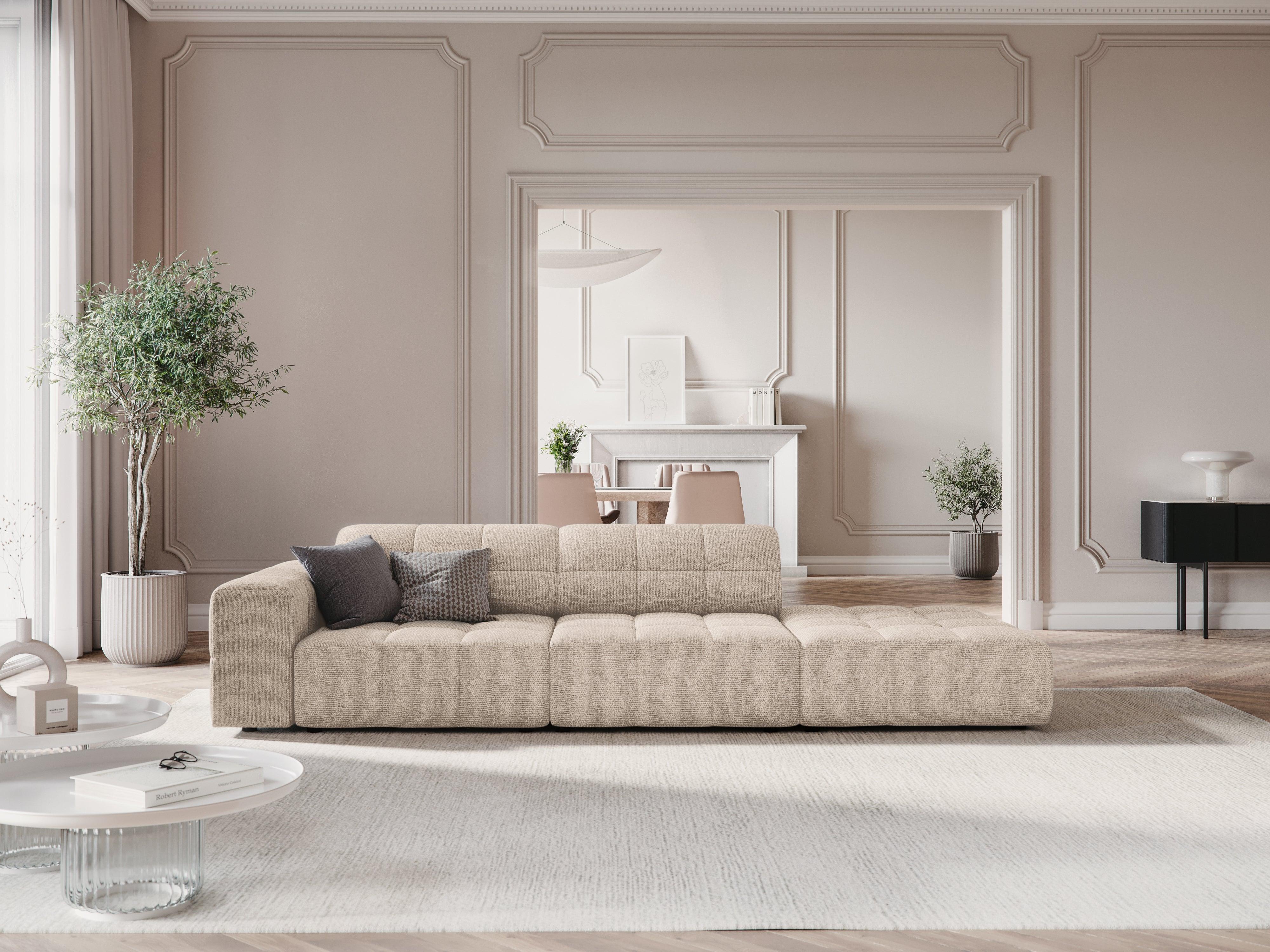 Sofa prawostronna 3-osobowa CHICAGO beżowy szenil - Image 2