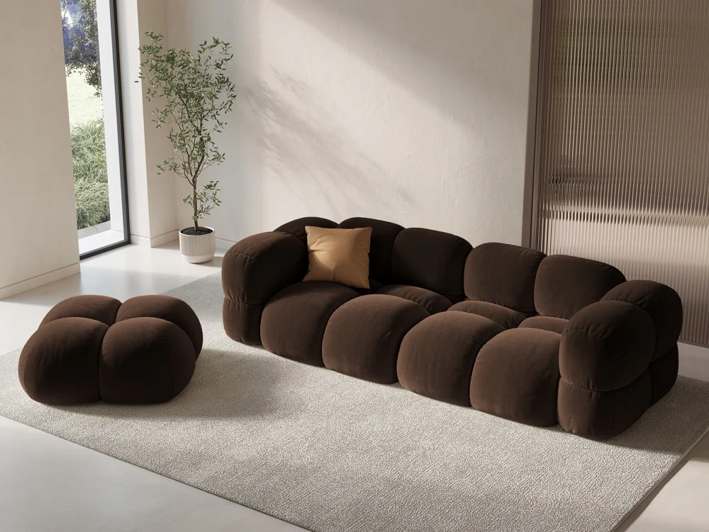 Sofa 4-osobowa aksamitna LORETTO czekoladowy - Image 2