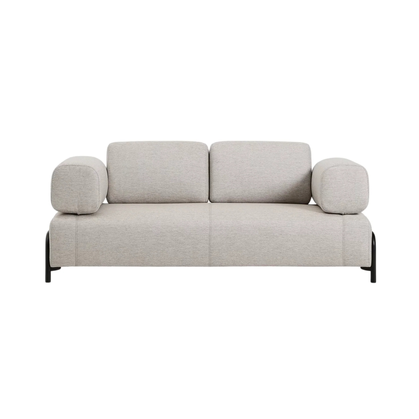 Sofa 2-osobowa z podłokietnikami COMPO szarobeżowy z czarną podstawą