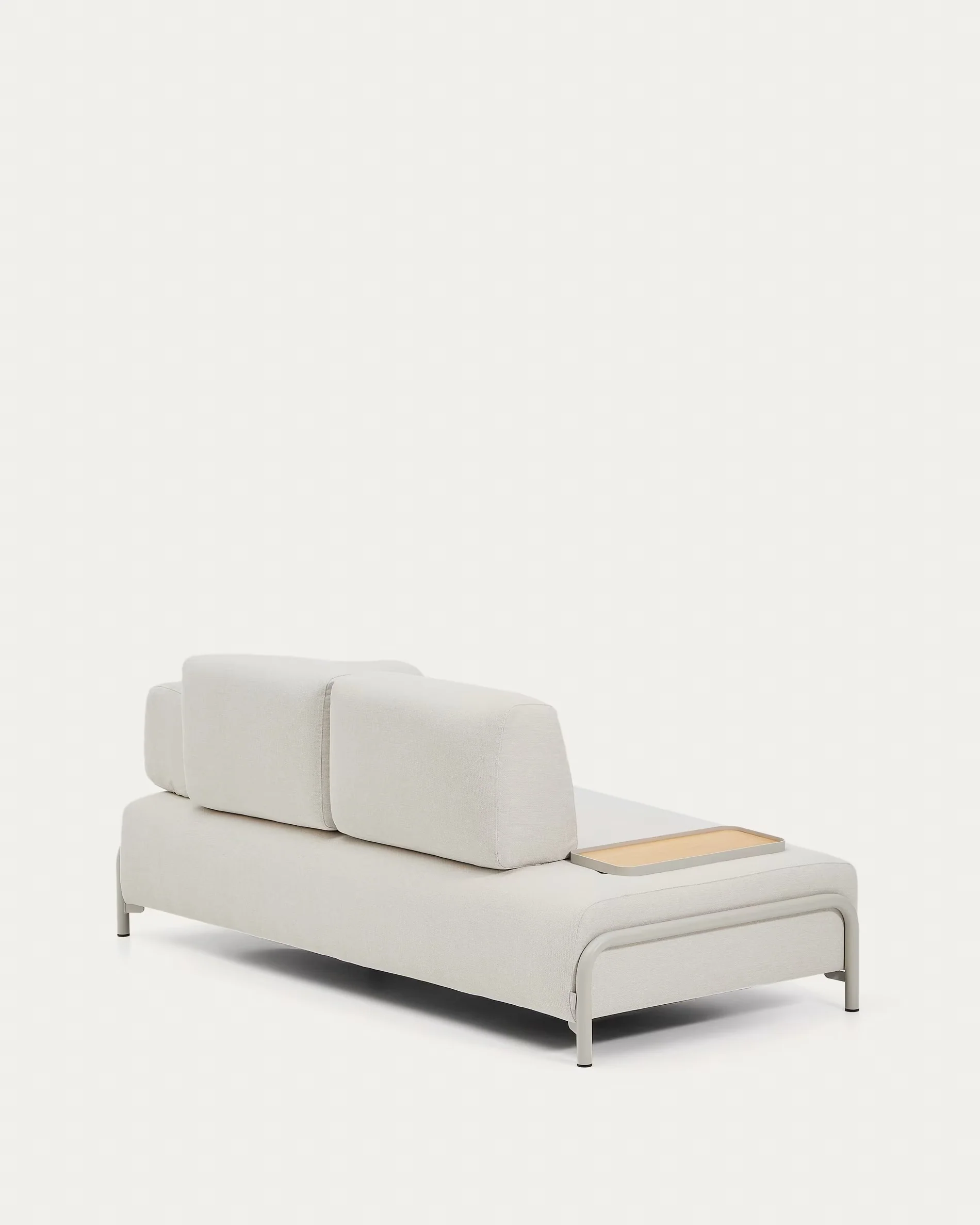 Sofa 2-osobowa prawostronna z tacą COMPO beżowy z beżową podstawą - Image 3