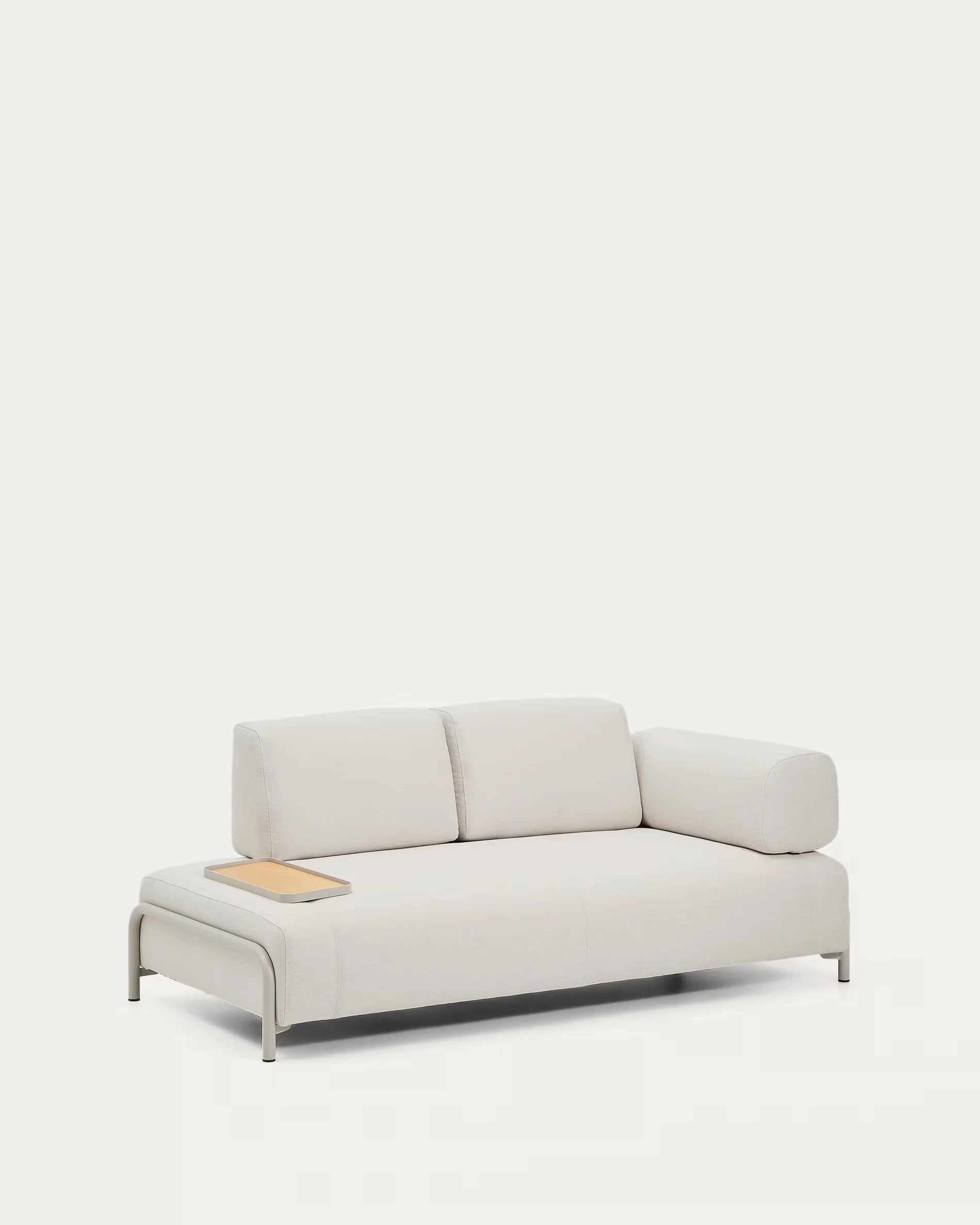 Sofa 2-osobowa prawostronna z tacą COMPO beżowy z beżową podstawą - Image 4