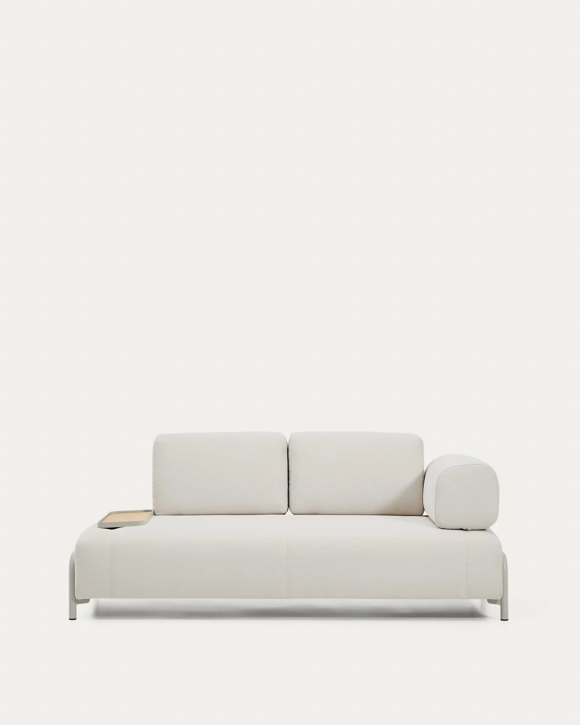 Sofa 2-osobowa prawostronna z tacą COMPO beżowy z beżową podstawą - Image 6