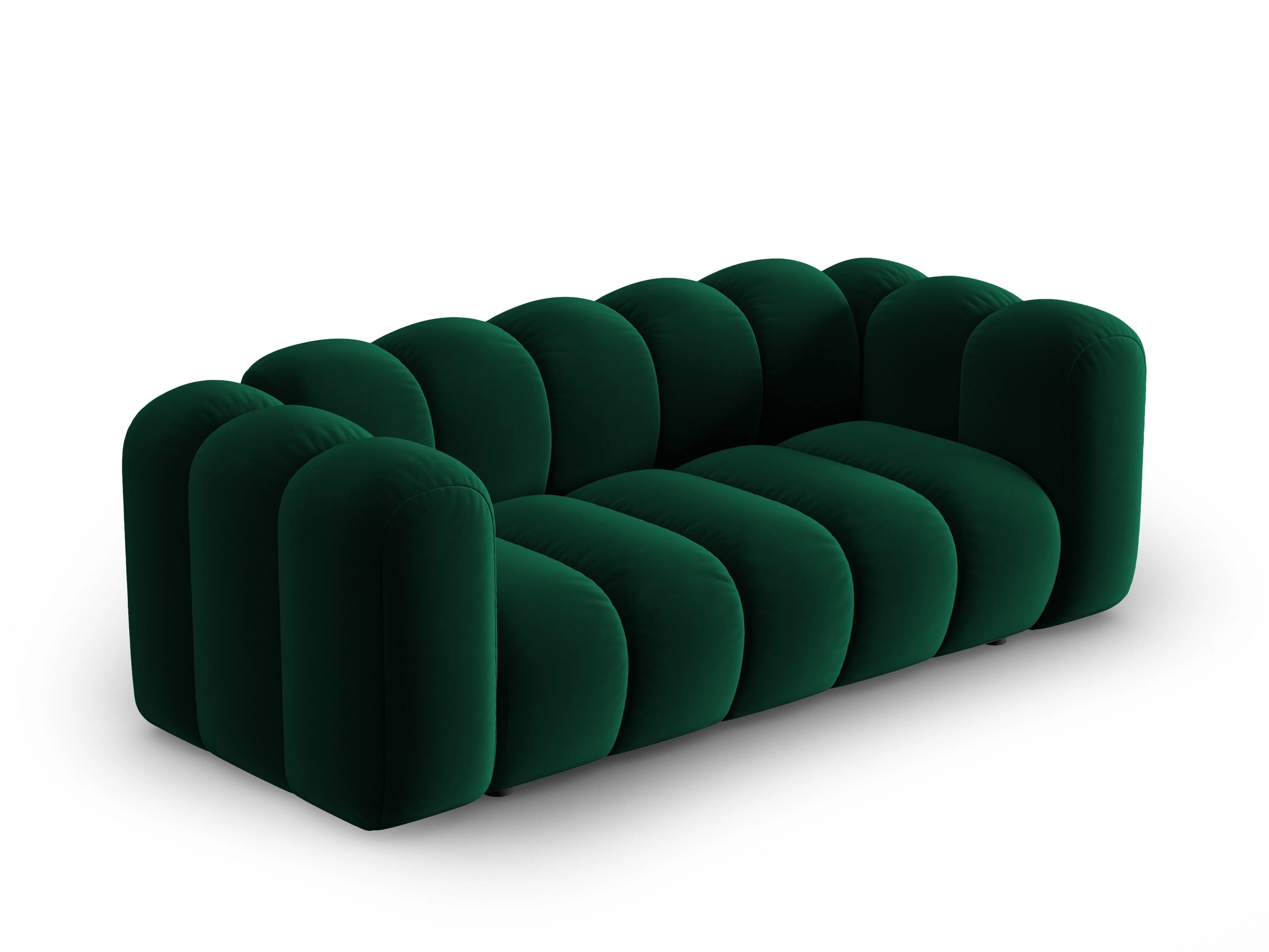 Sofa aksamitna 2-osobowa LUPINE butelkowy zielony