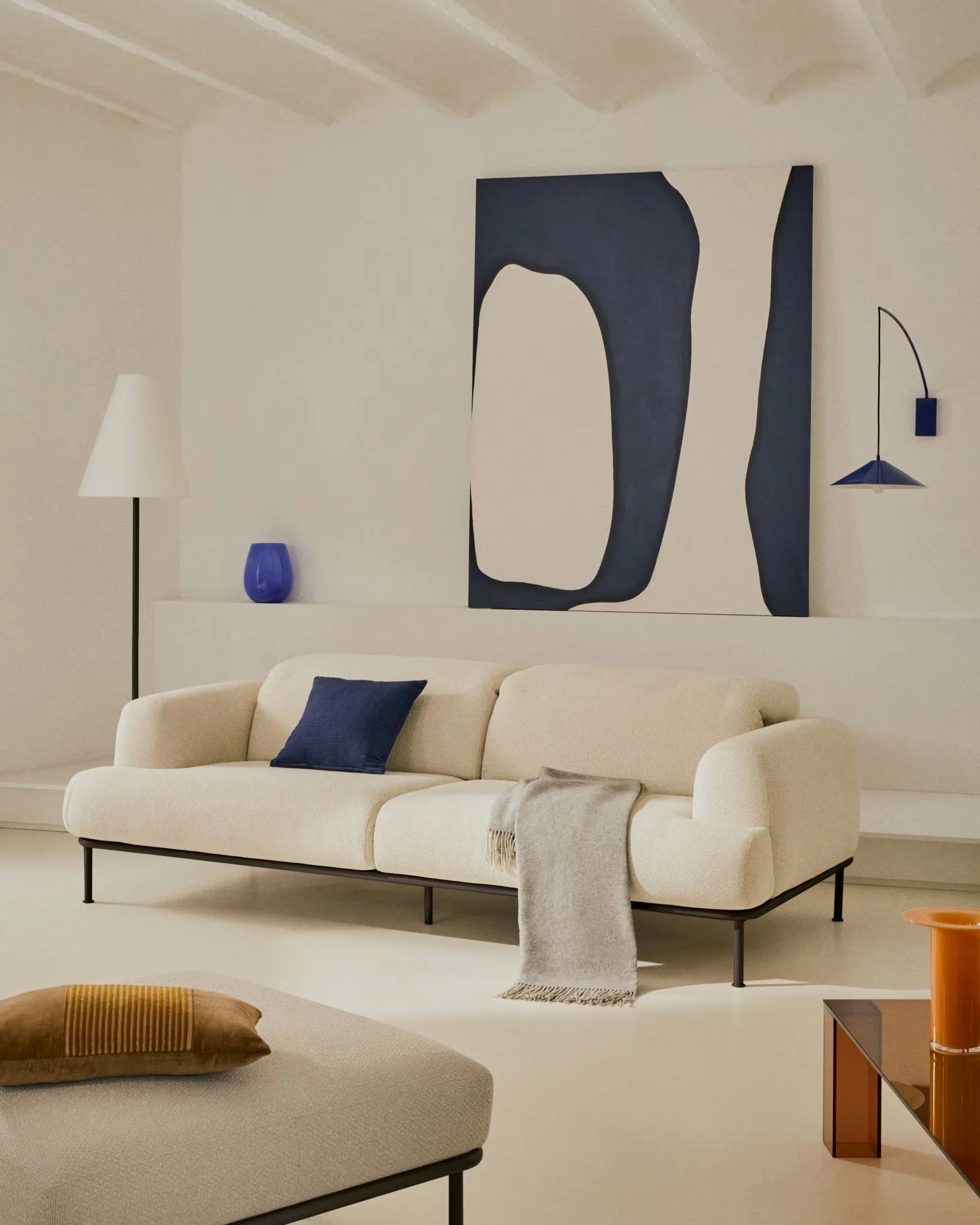 Sofa 3-osobowa AURUM ecru szenil z ciemnoszarą podstawą - Image 11
