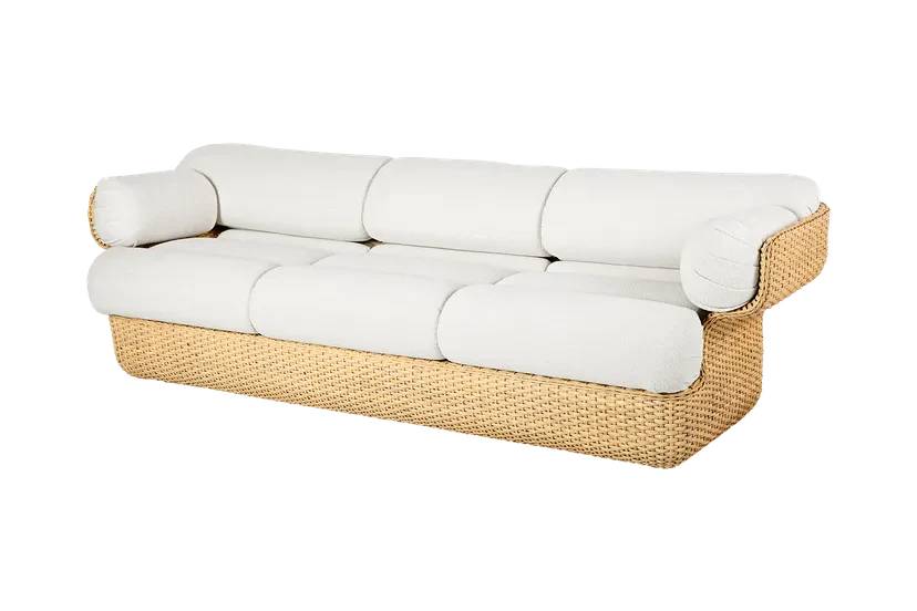 Sofa 3-osobowa BASKET biały z rattanem - Image 6