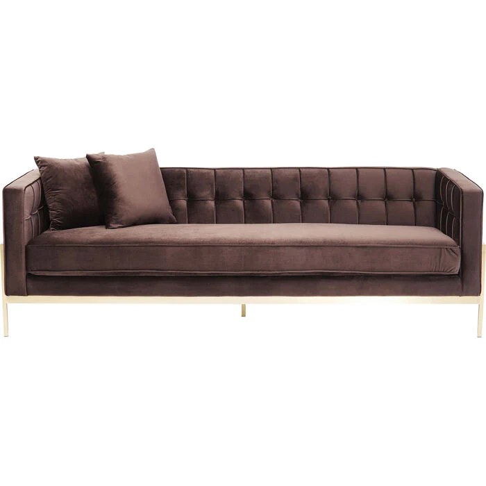 Sofa 3-osobowa LOFT czekoladowy brąz ze złotą podstawą - Image 3