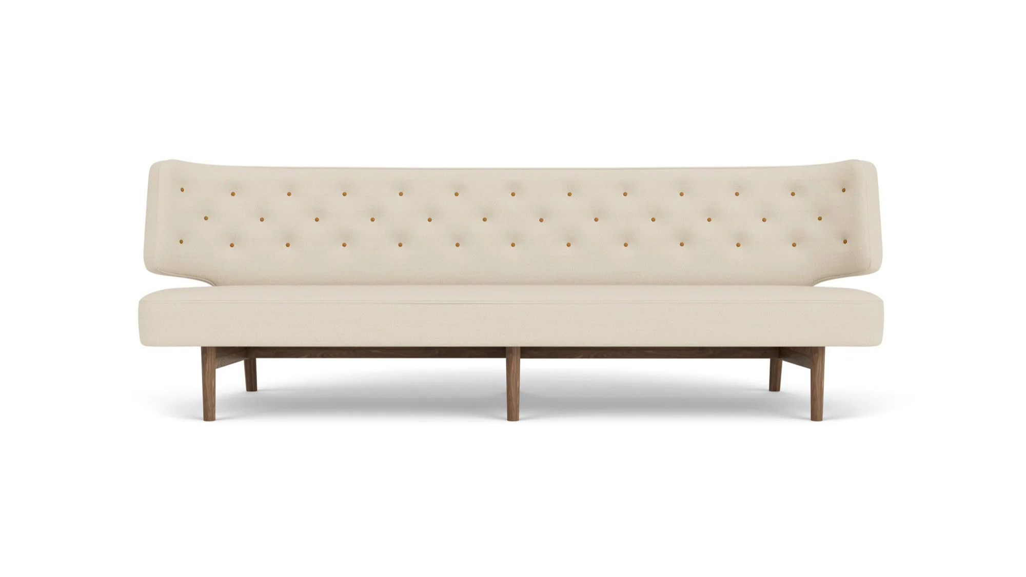 Sofa 3-osobowa RADIOHUS beżowy z orzechową podstawą - Image 4