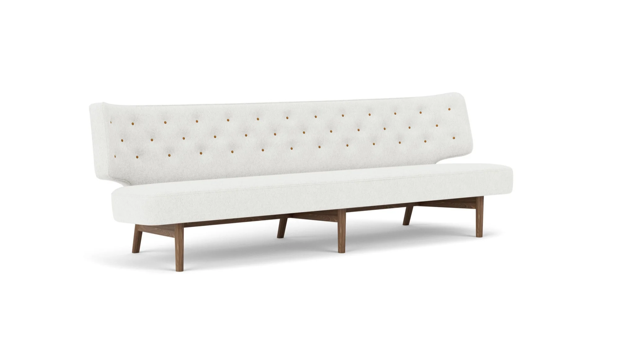 Sofa 3-osobowa RADIOHUS jasnoszary z orzechową podstawą - Image 3