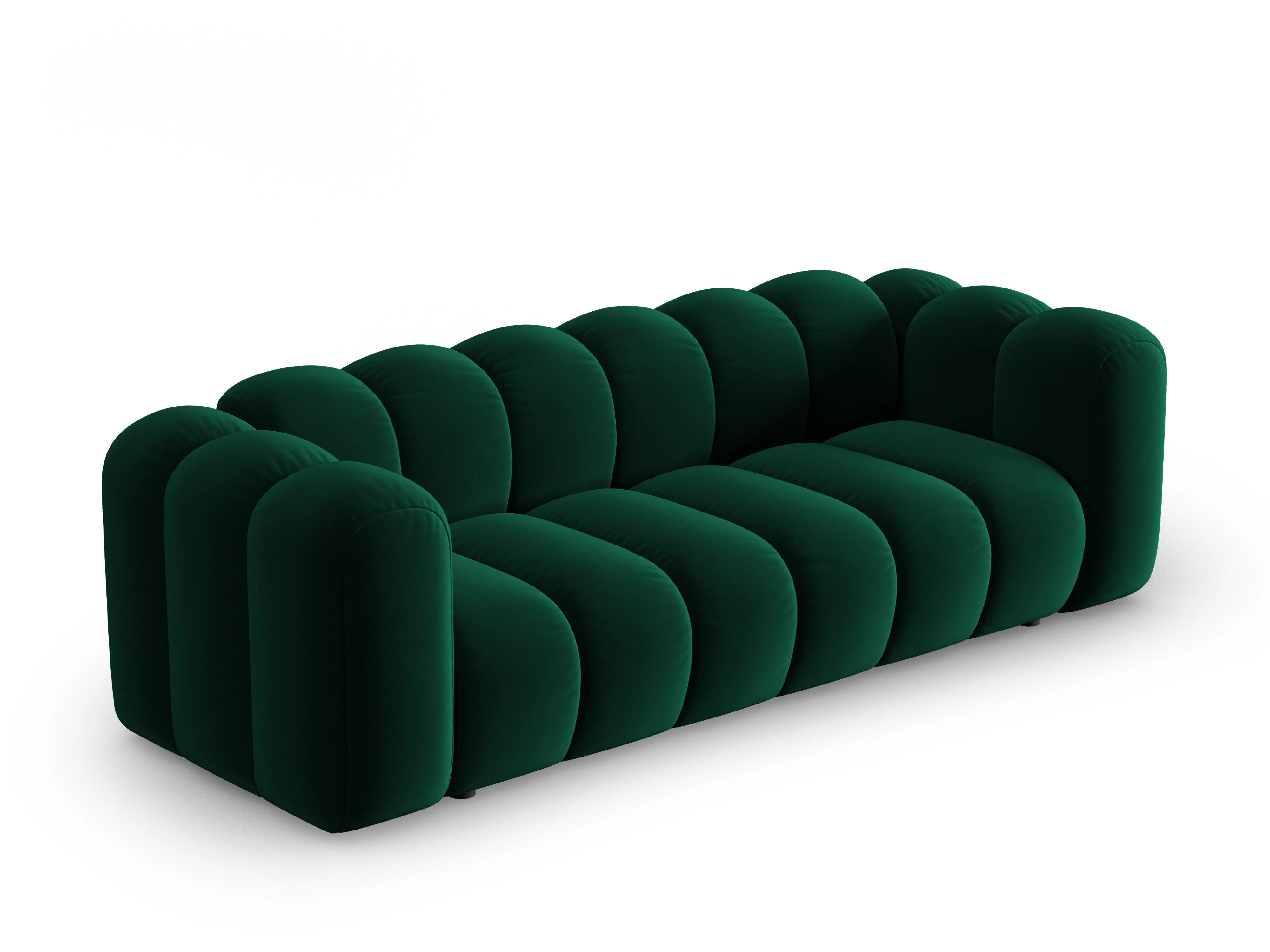 Sofa aksamitna 3-osobowa LUPINE butelkowy zielony