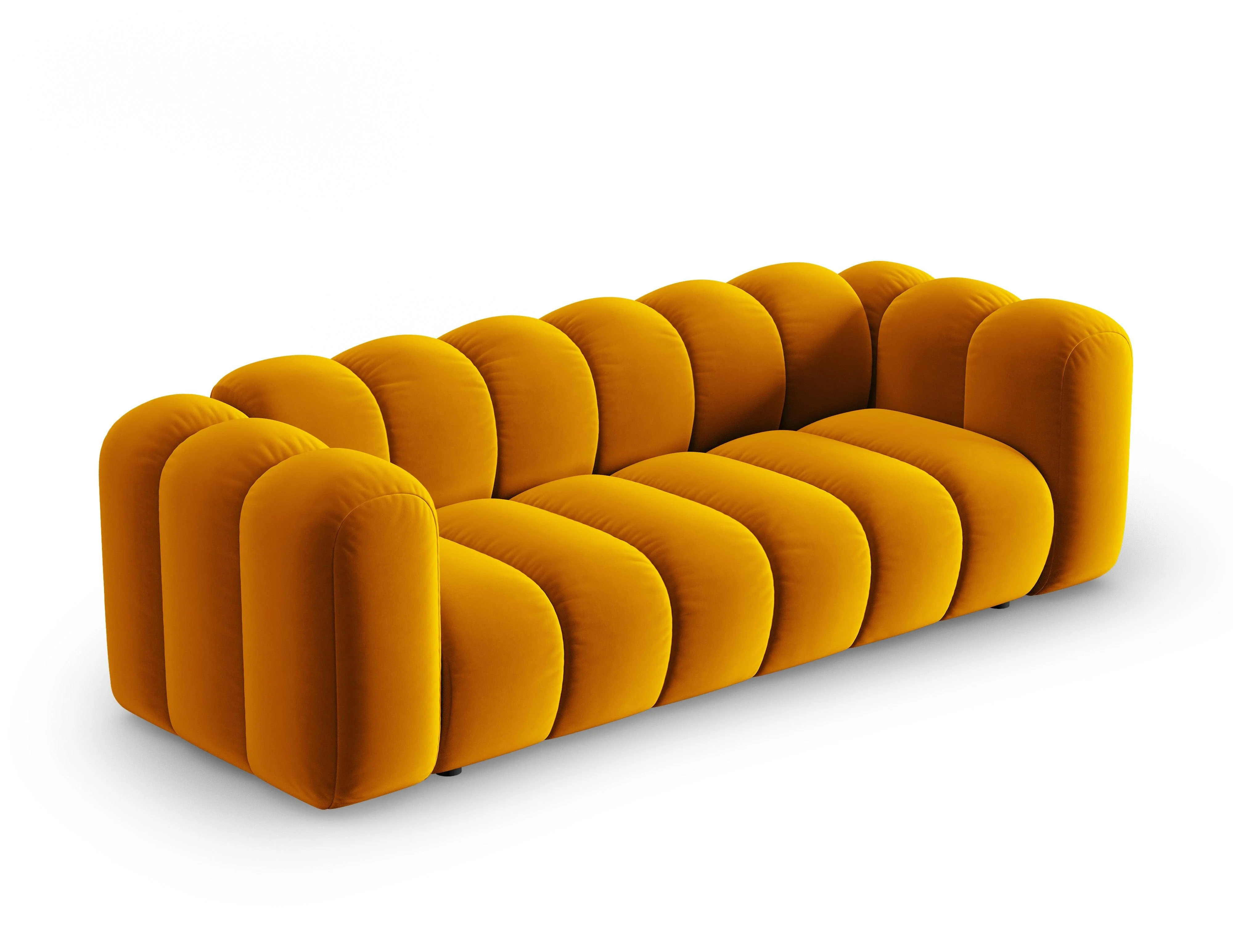 Sofa aksamitna 3-osobowa LUPINE musztardowy