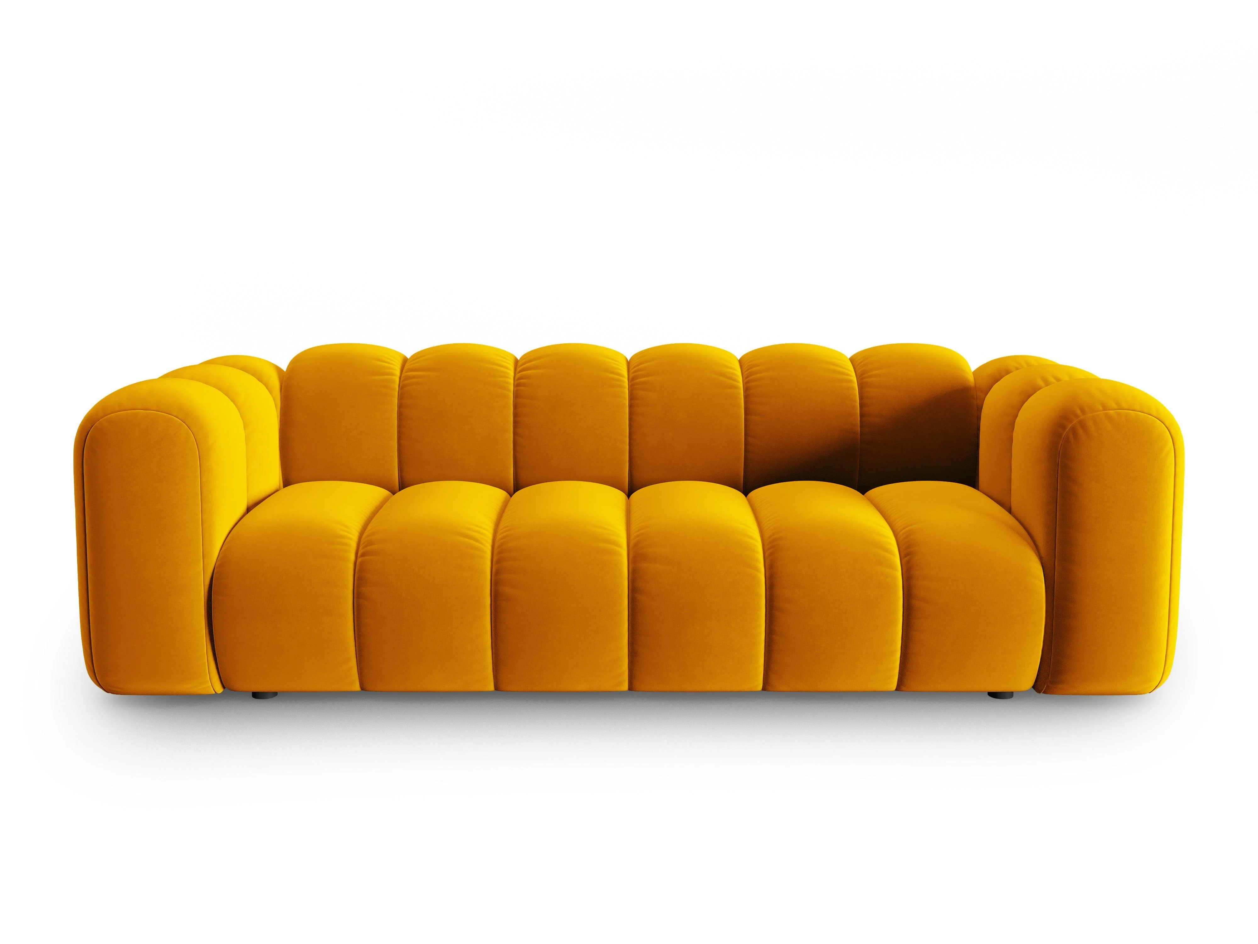 Sofa aksamitna 3-osobowa LUPINE musztardowy - Image 3